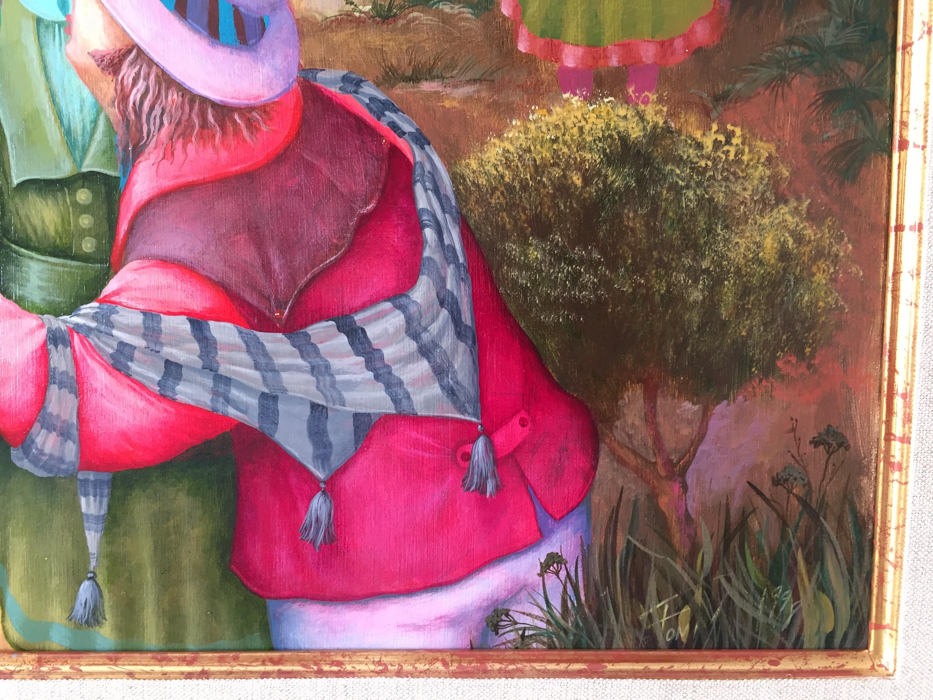 Los Bubblers. Pintura figurativa. Paisaje con figuras en un entorno renacentista en venta 7