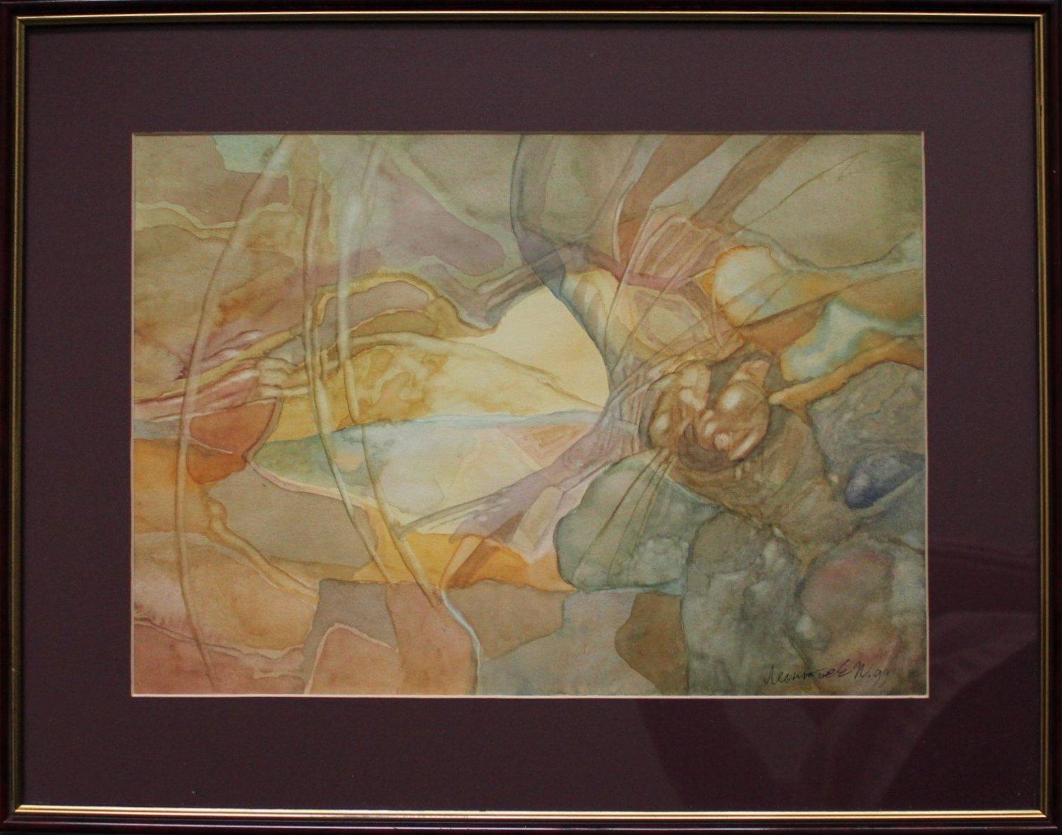 Abstraction, paper/watercolor, 28x40 cm - Painting by Igor Leontiev