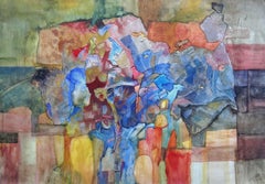 Life of Tree. 1999, watercolor, collage on paper, 56.5x81 cm. Signed