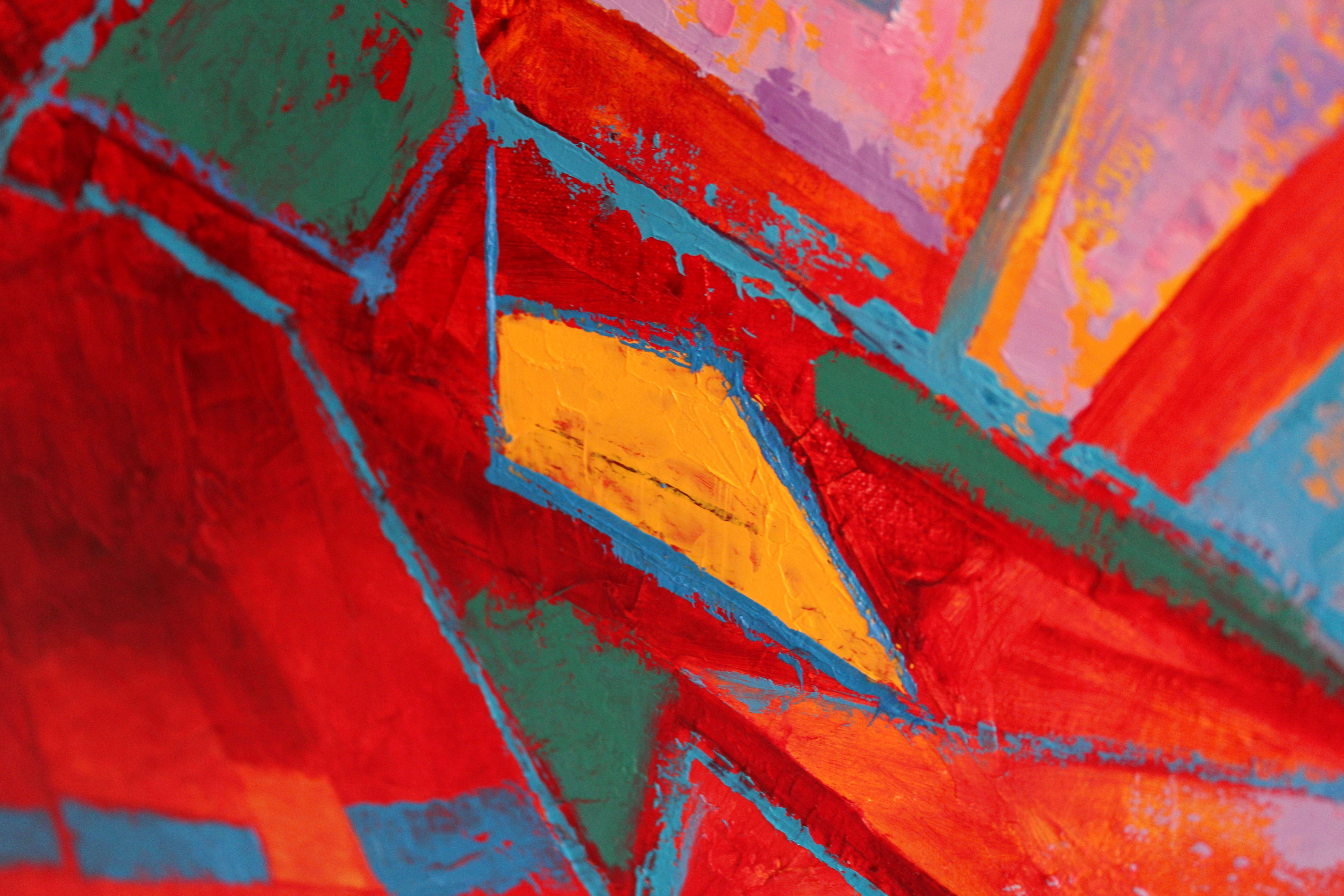 Tango rojo. Cuadro abstracto de gran tamaño en rojo. 2018, óleo sobre lienzo, 100x120 cm en venta 7
