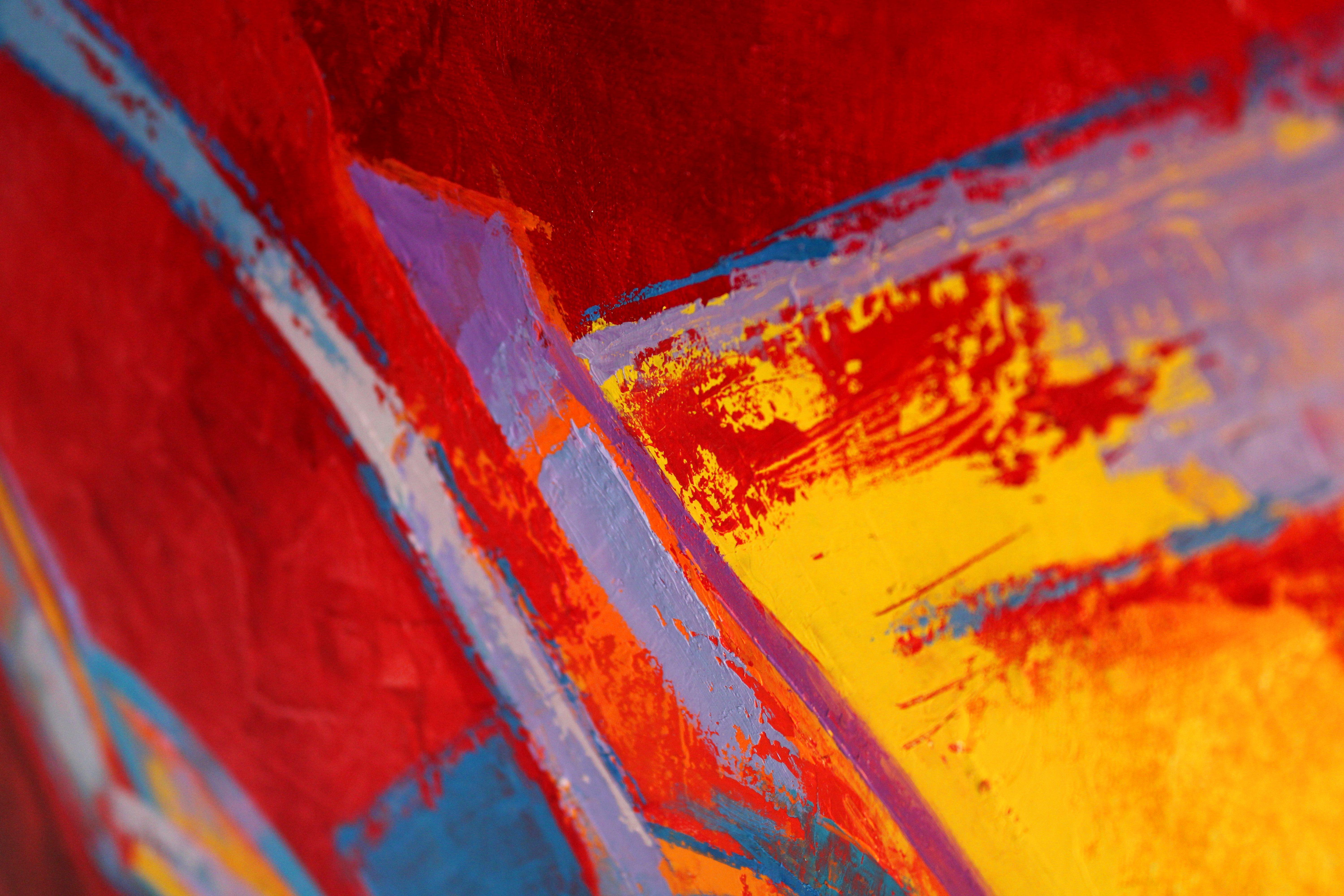 Tango rojo. Cuadro abstracto de gran tamaño en rojo. 2018, óleo sobre lienzo, 100x120 cm en venta 8