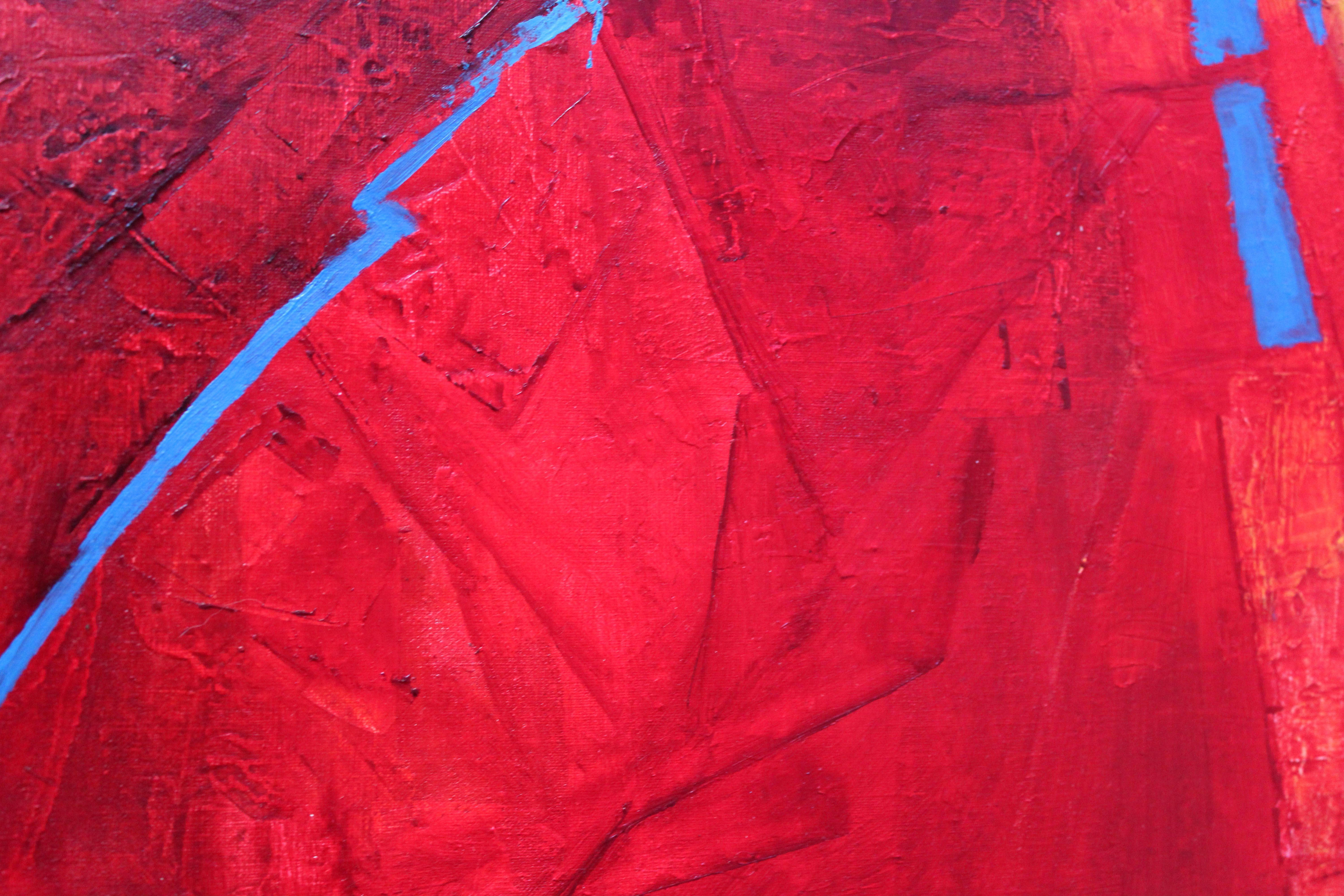 Tango rojo. Cuadro abstracto de gran tamaño en rojo. 2018, óleo sobre lienzo, 100x120 cm en venta 10