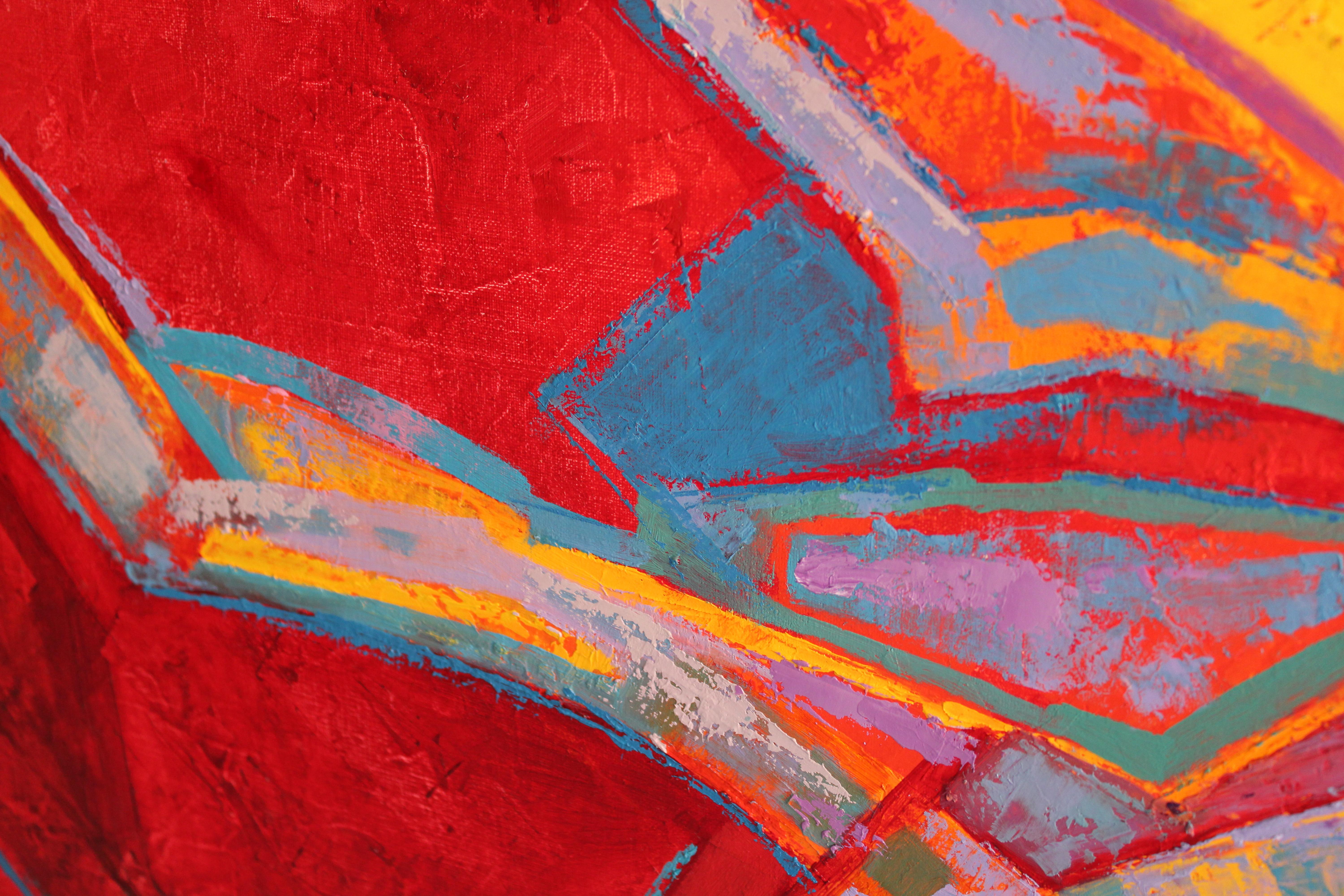 Tango rojo. Cuadro abstracto de gran tamaño en rojo. 2018, óleo sobre lienzo, 100x120 cm en venta 2