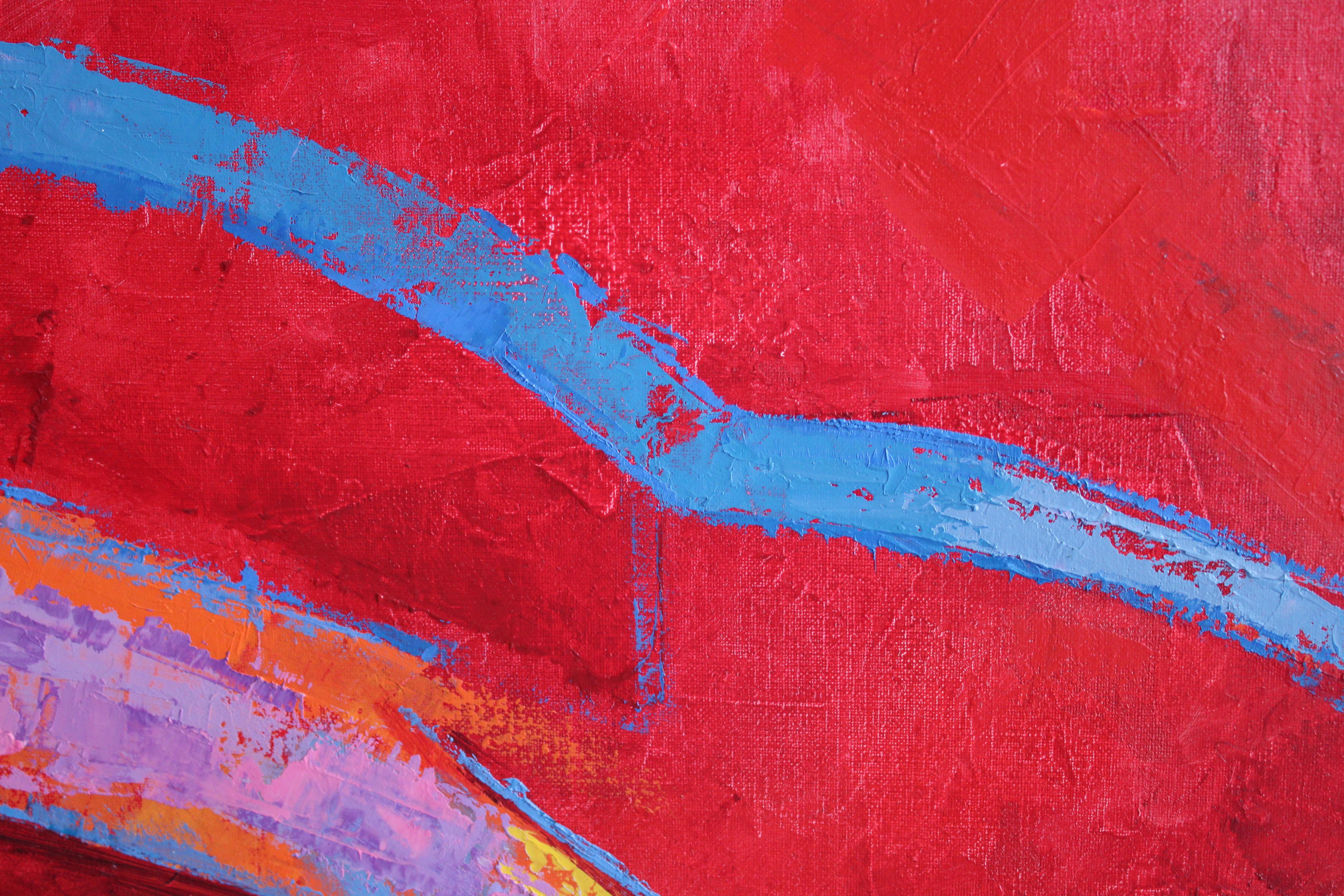 Tango rojo. Cuadro abstracto de gran tamaño en rojo. 2018, óleo sobre lienzo, 100x120 cm en venta 3