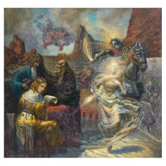 Sogno rinascimentale. Messaggero. Acrilico su tela, 57x59 cm