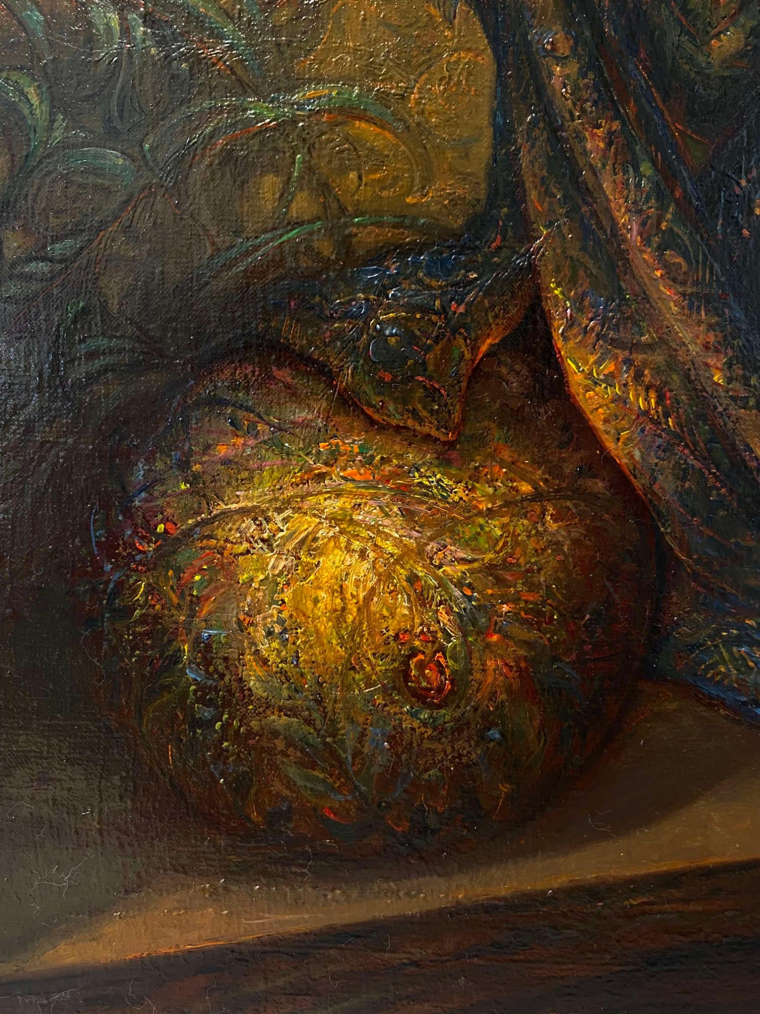 Hinter dem Schleier der Träume (Wortlaut). 1994. Leinwand, Öl, 115x53 cm – Painting von Igor Maikov