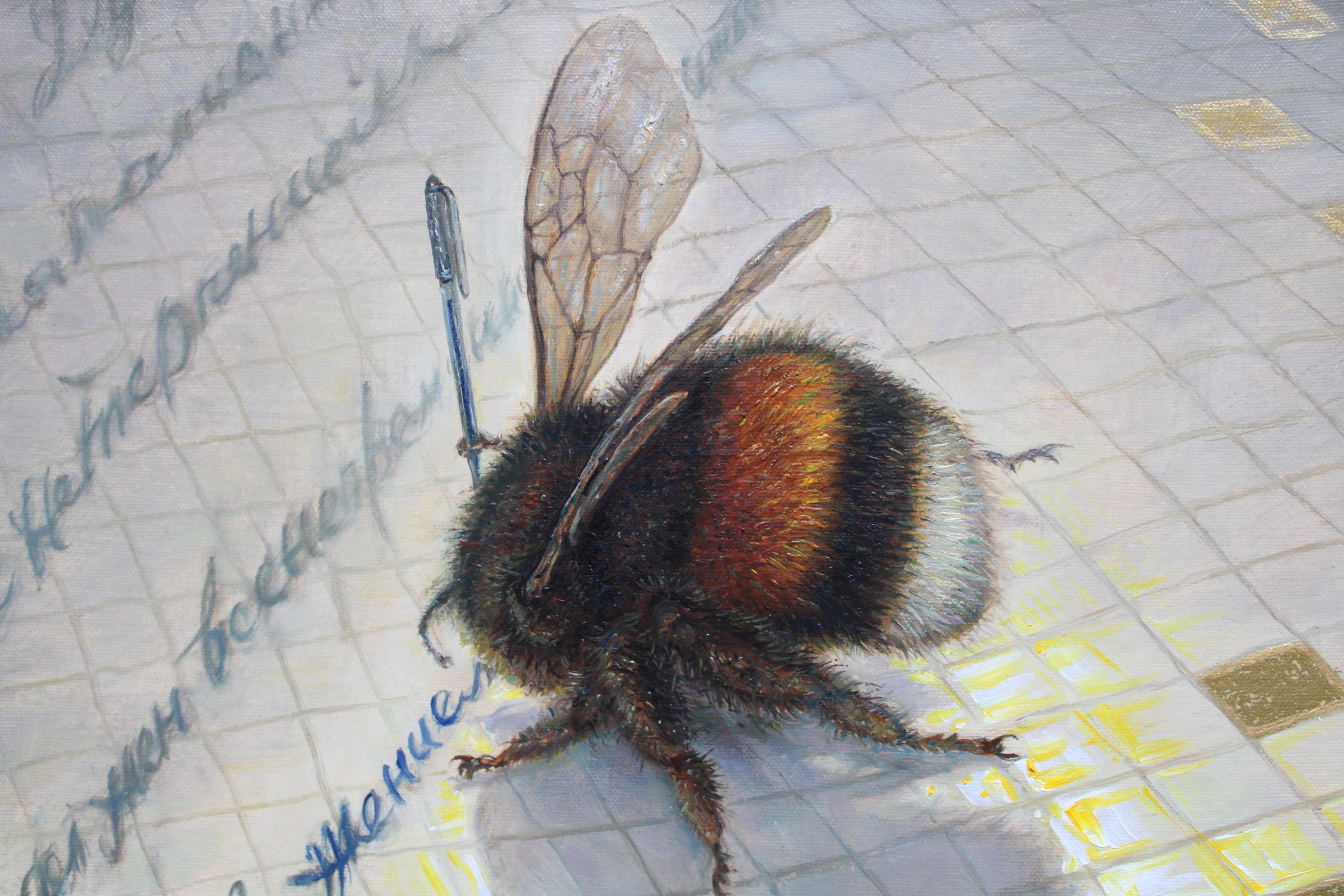 Cordiali saluti, bumblebee  olio/tela, 40x50 cm, 2021 in vendita 2