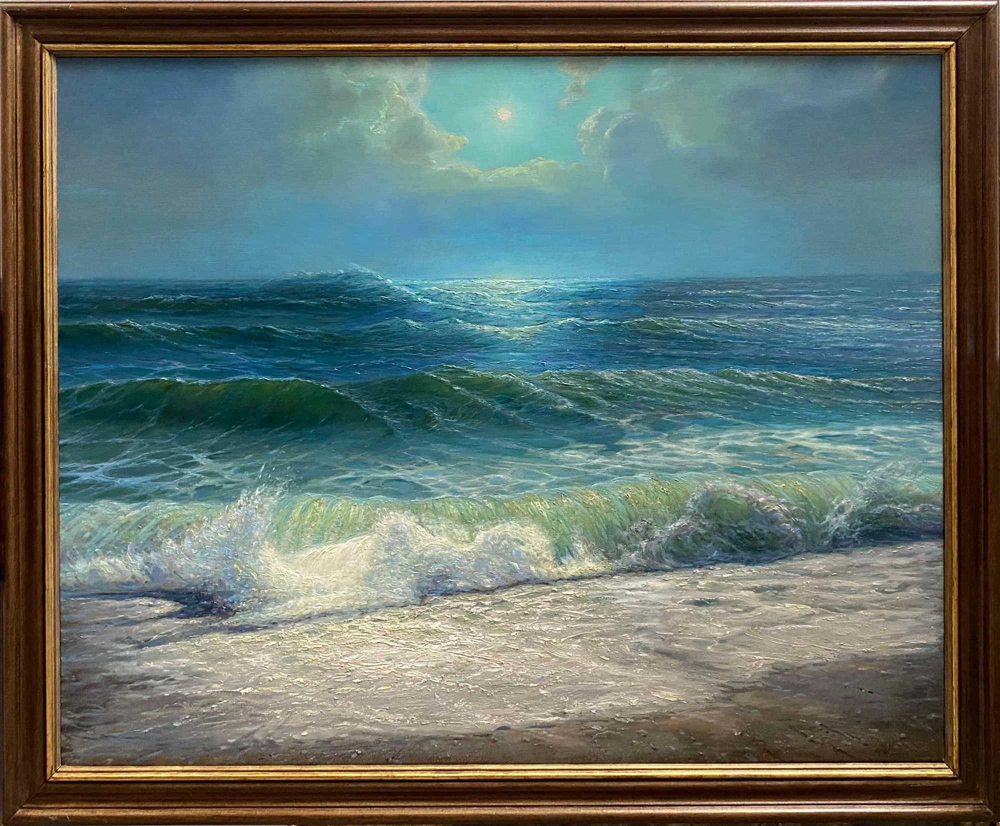 Igor Maikov Figurative Painting – Schwarzblaues Meer. 2022. Leinwand, Öl, 80x100 cm