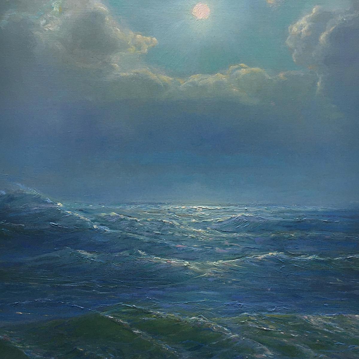 Mar azul negro,  óleo/lienzo, 80x100 cm, 2022. - Painting de Igor Maikov