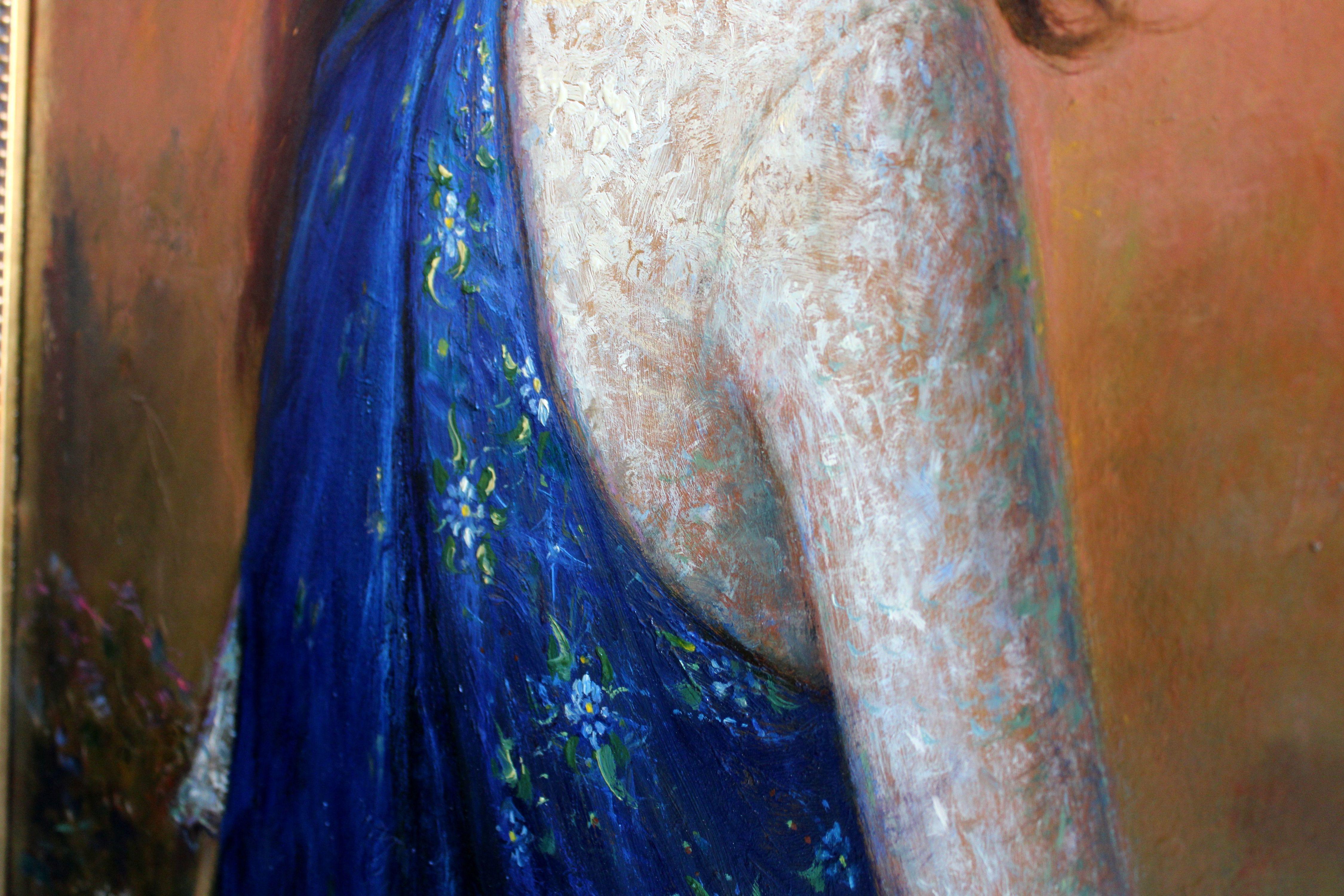 Mantello blu. 2011. Cartone, olio, 77x56,5 cm in vendita 2