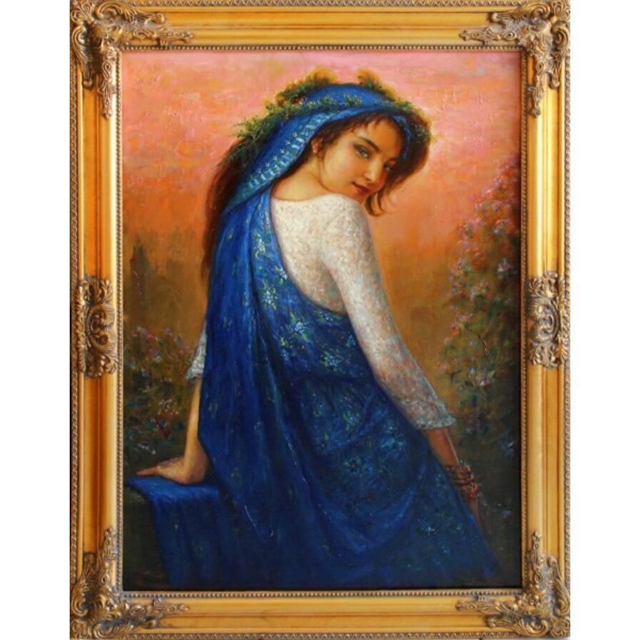 Mantello blu. 2011. Cartone, olio, 77x56,5 cm - Painting di Igor Maikov