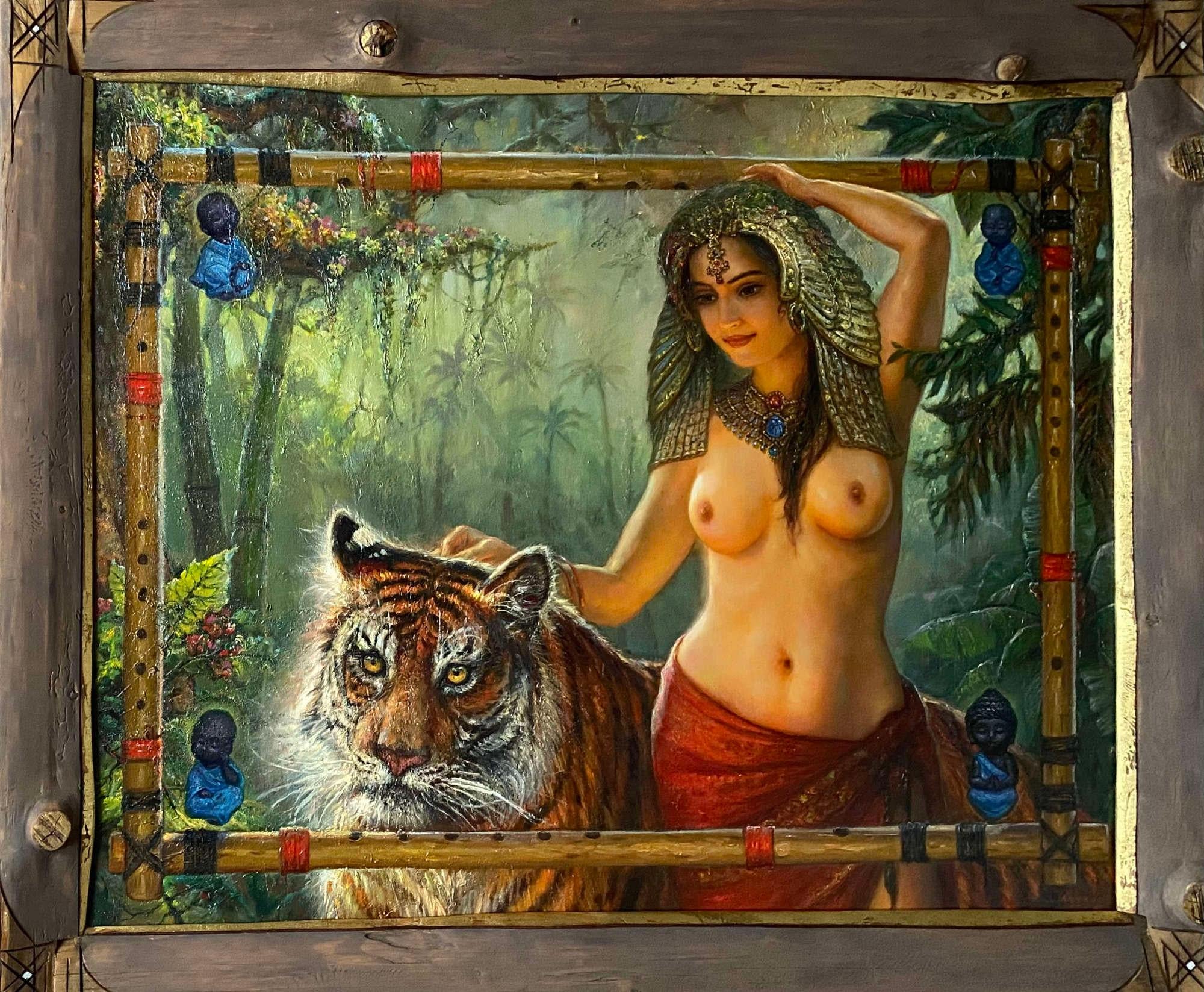 Buddha-Flöte. 1994. Leinwand, Öl, 80x106 cm im Angebot 6