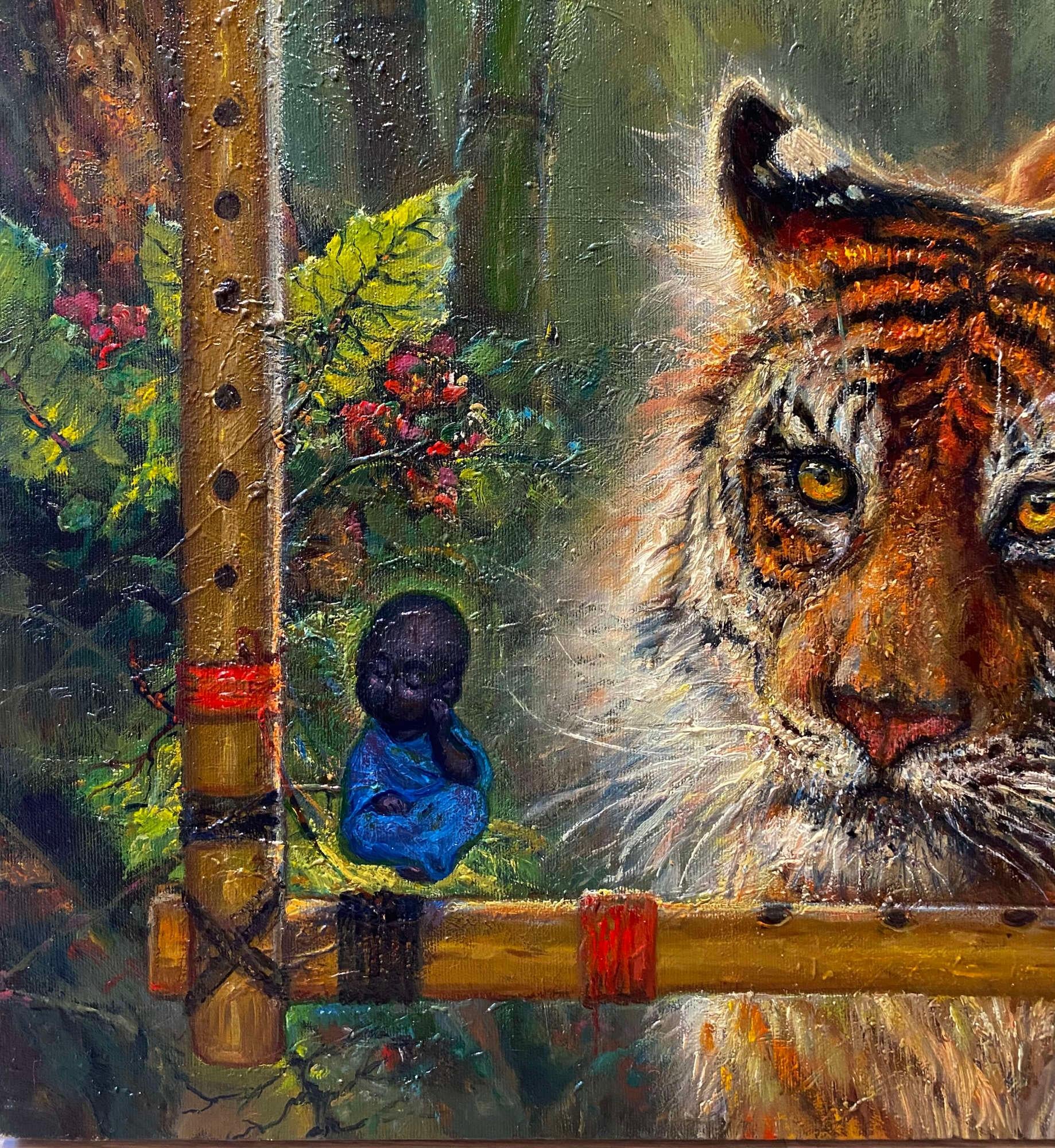 Buddha-Flöte. 1994. Leinwand, Öl, 80x106 cm im Angebot 3