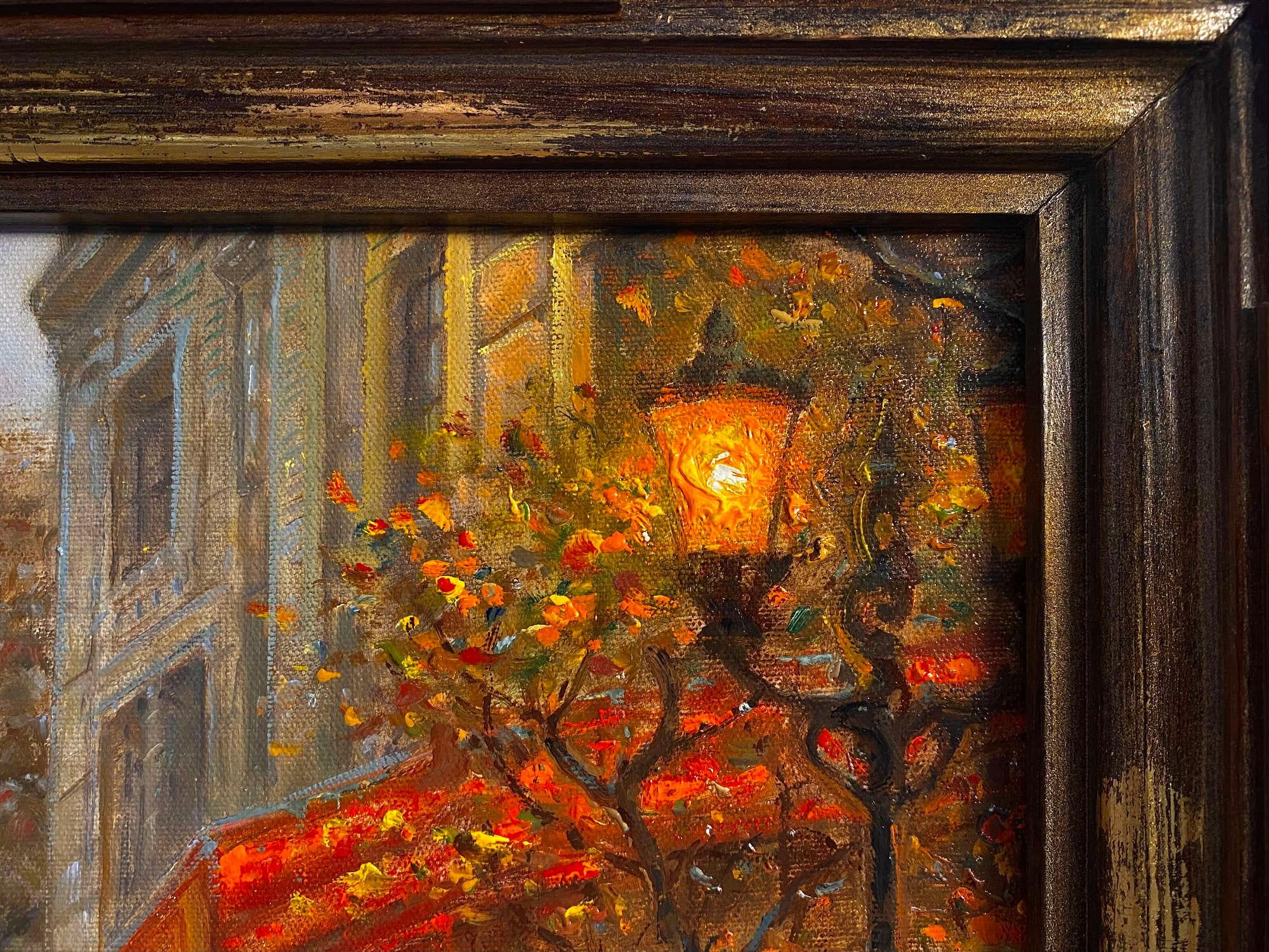 Café Parisien. 2025. Huile sur toile. 50x60 cm - Marron Figurative Painting par Igor Maikov