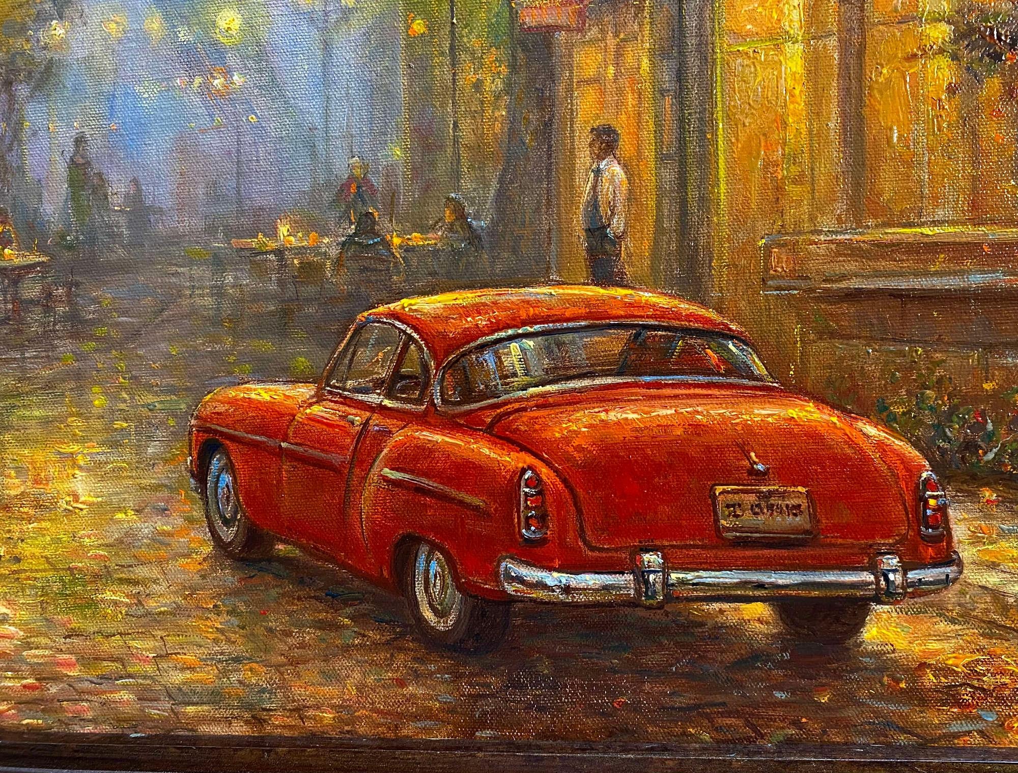 Café Parisien. 2025. Huile sur toile. 50x60 cm en vente 1