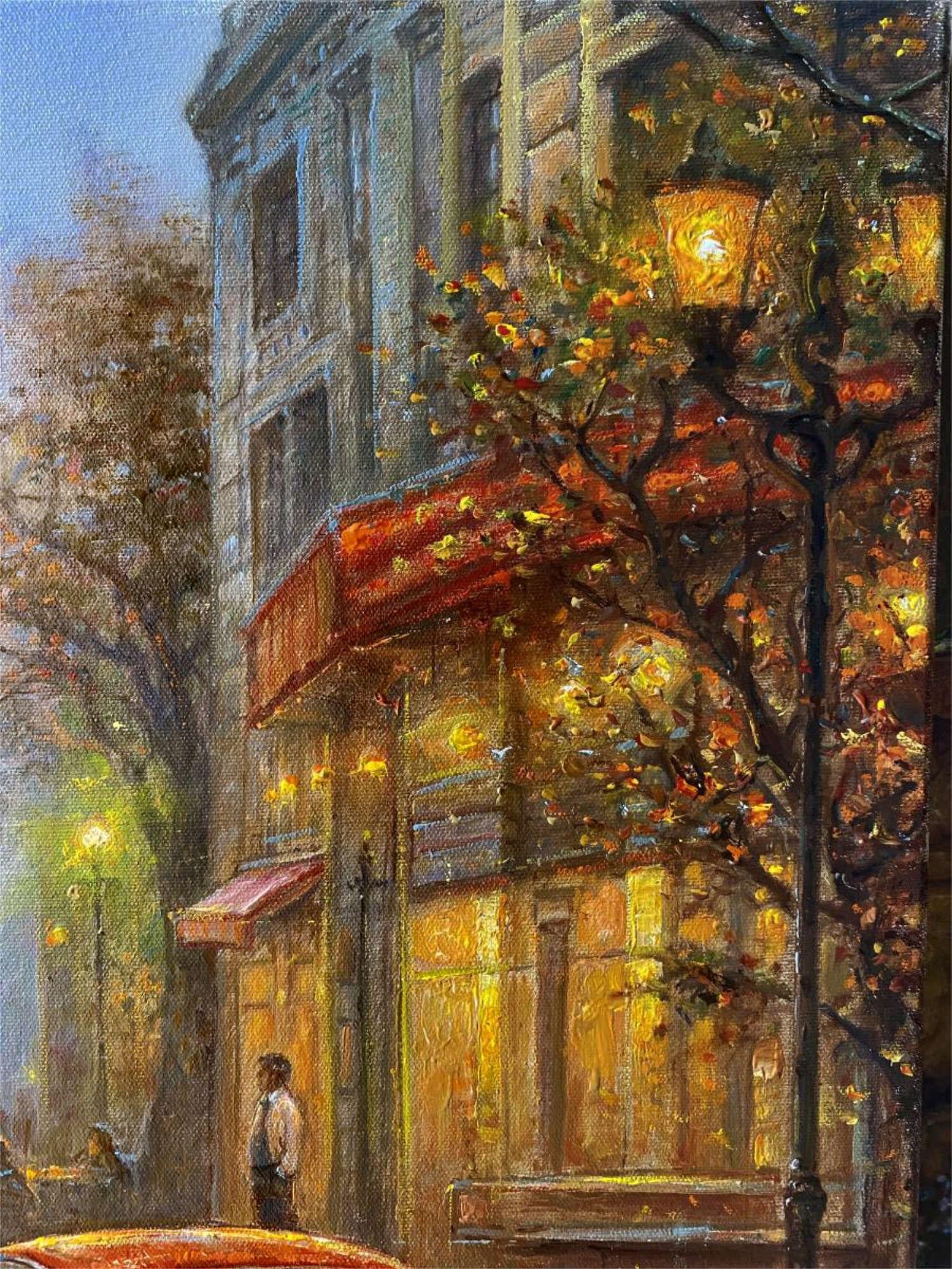 Café Parisien. 2025. Huile sur toile. 50x60 cm en vente 2