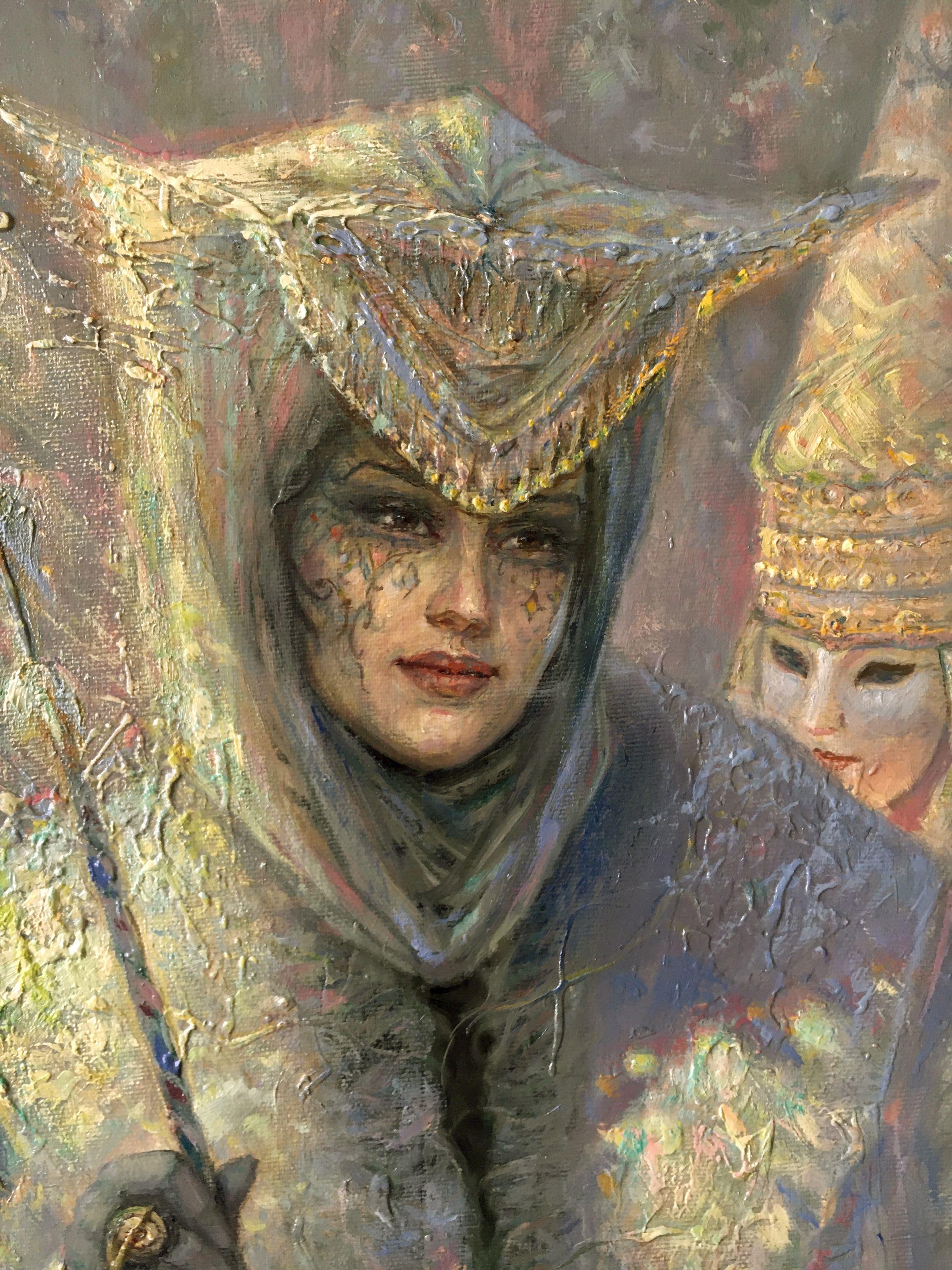 Carnevale d'inverno. Trittico. 2020, tela, olio, 70x50 cm; 70x90 cm; 70x50 cm - Painting di Igor Maikov