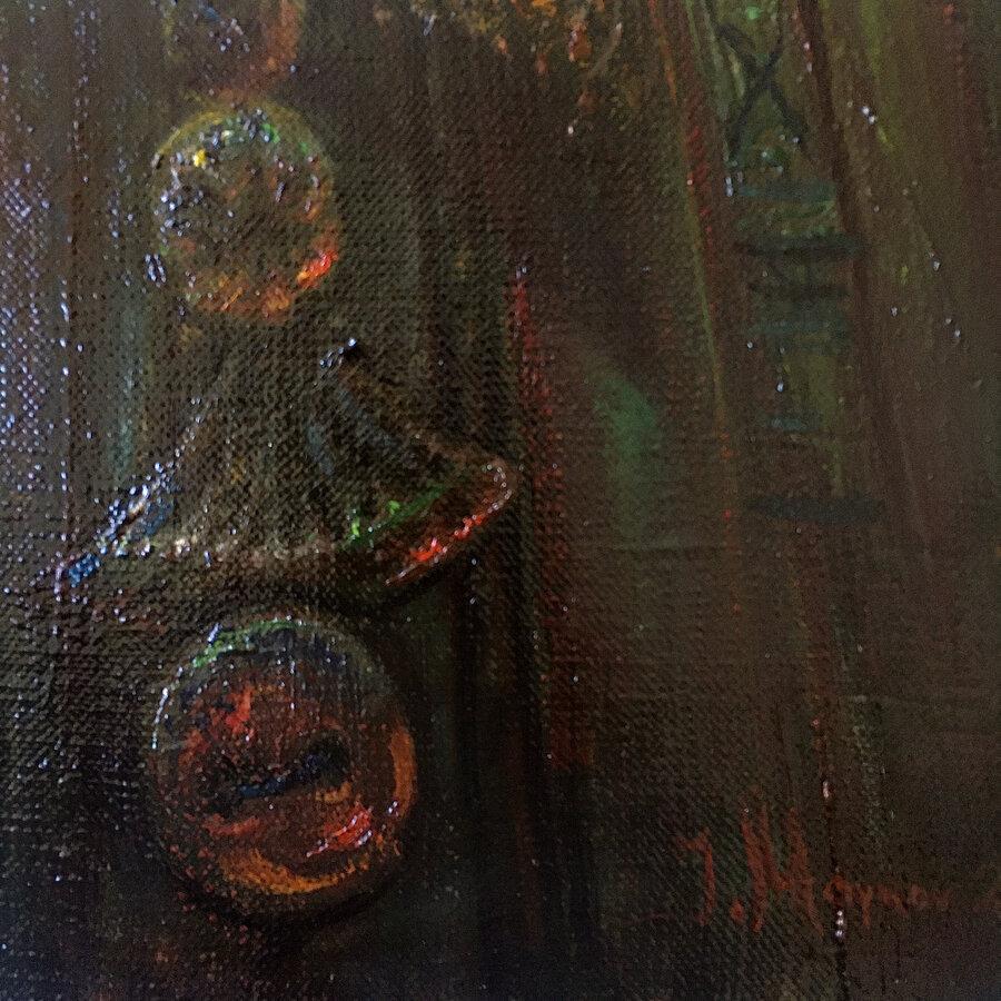 Cirkus Amali. 2012, olio su tela, 74x70 cm - Portrait Painting Nero di Igor Maikov