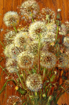 Dandelions. 2015. Wood/oak, oil. 32x25x3 cm