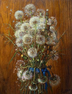 Dandelions. 2015. Wood/oak, oil. 32x25x3 cm