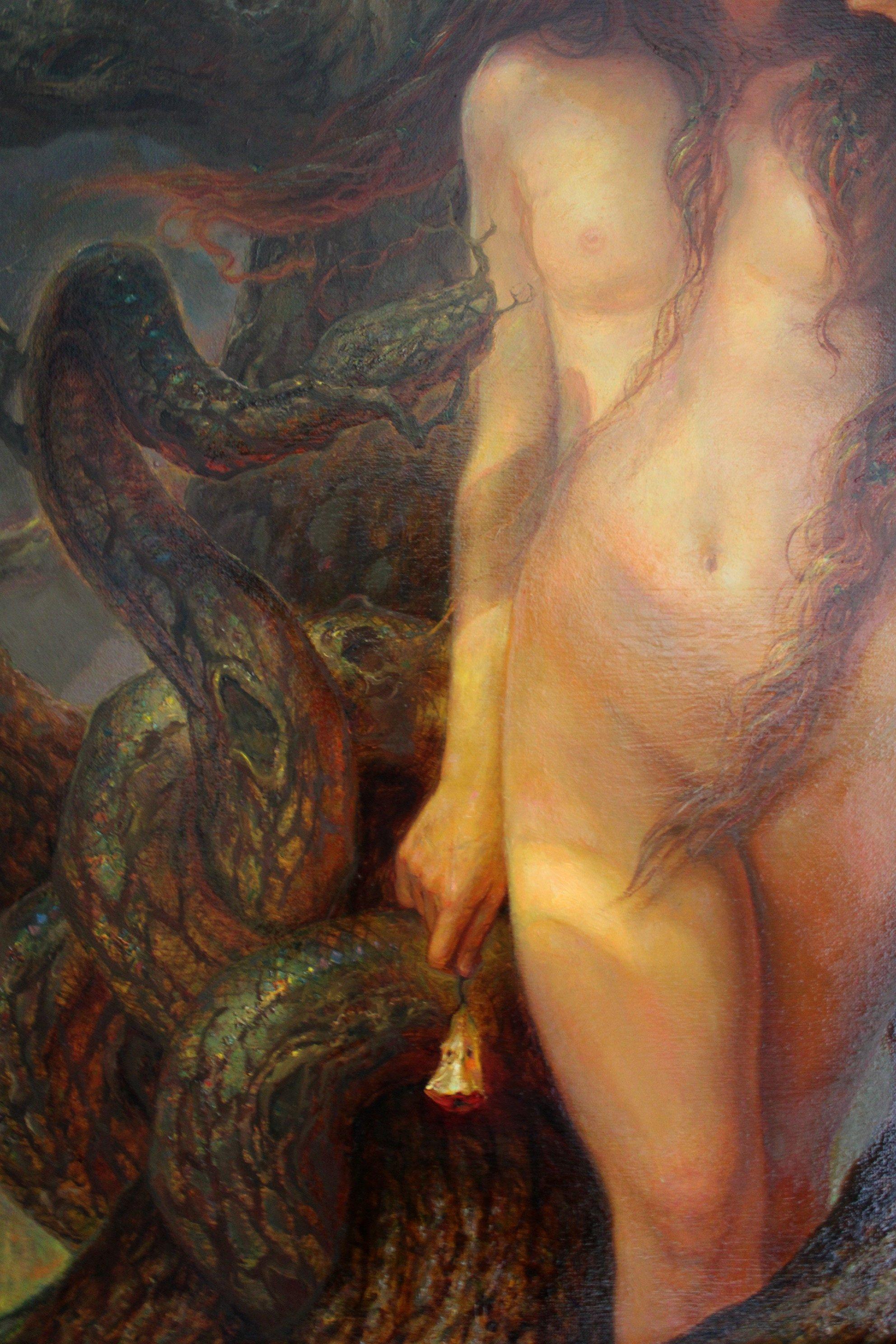 Eva  90x70 cm, olio/tela, 2007 - Figurative Painting Nero di Igor Maikov