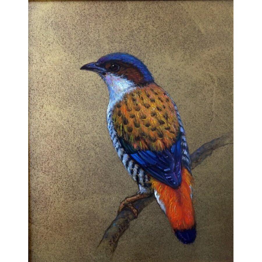 Exotic Birds. 2023, oil on canvas, diptych, 30x24 cm - Realist Painting by Igor Maikov