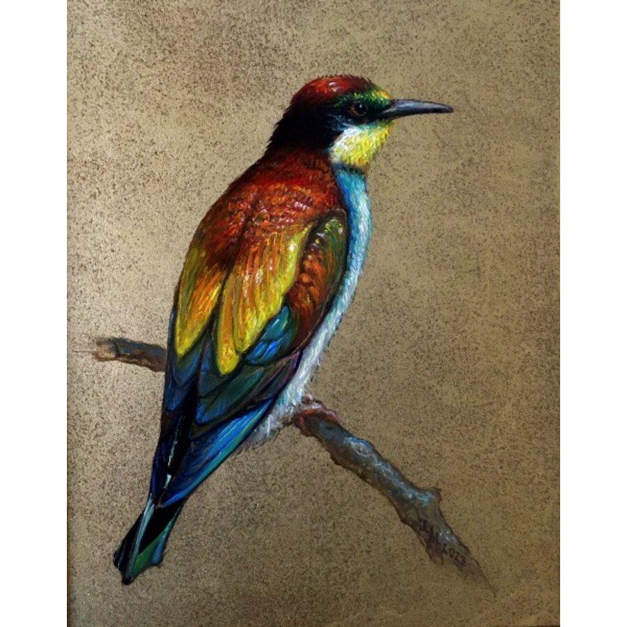 Exotic Birds. 2023, oil on canvas, diptych, 30x24 cm - Painting by Igor Maikov