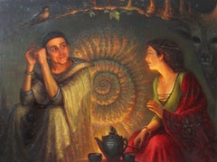 Fabuleuses histoires au feu vivant. 2002, toile, huile, 80 x106 cm