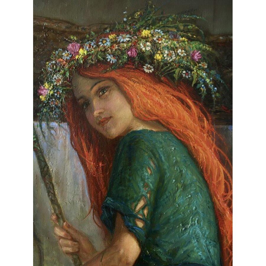 Ninfomane della foresta. 2021, olio su tela, 70x90 cm - Figurative Painting Nero di Igor Maikov