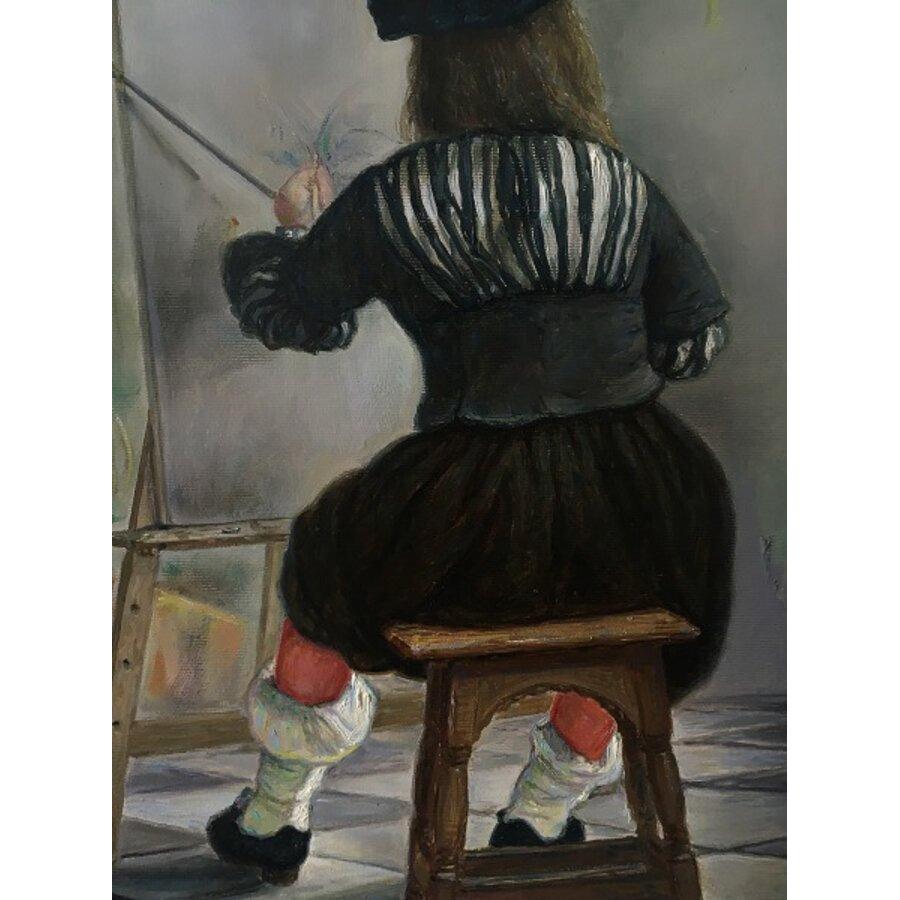 Ragazza con orecchino di perla. 2019, olio su tela, 70x90 cm - Portrait Painting Nero di Igor Maikov