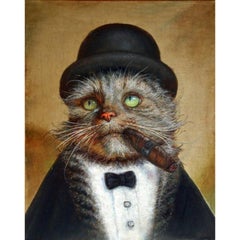 Golden cat. 2023. Canvas, oil, 50x40 cm