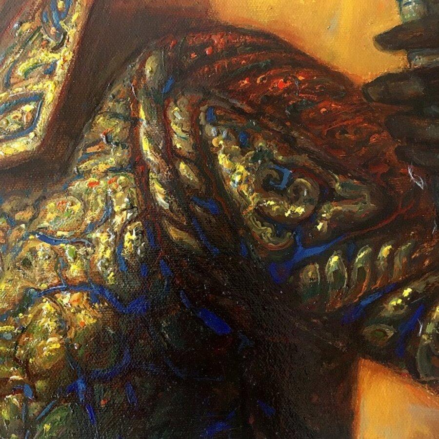 Nelle luci della mascherata. 2021, olio su tela, 90x70 cm - Painting di Igor Maikov