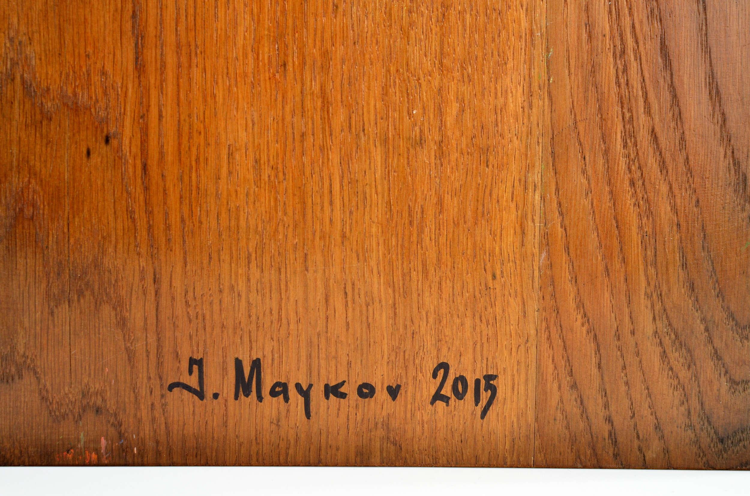 Iris. 2015. Wood/oak, huile. 32x25x3 cm - Painting de Igor Maikov