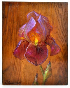 Iris. 2015. Wood/quercia, olio. 32x25x3 cm