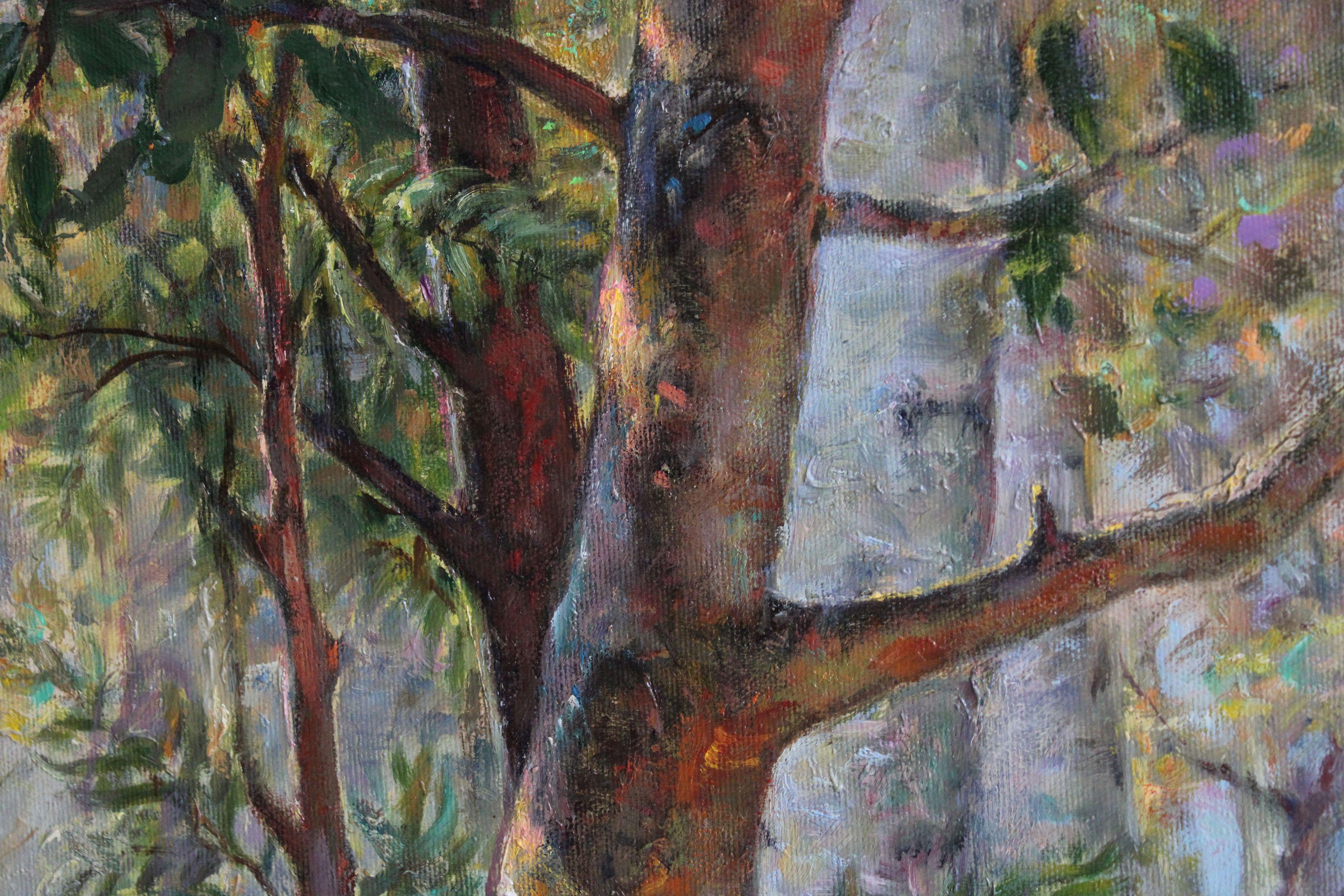 Landscape with birch trees. 2010, canvas, oil, 79x137 cm For Sale 1