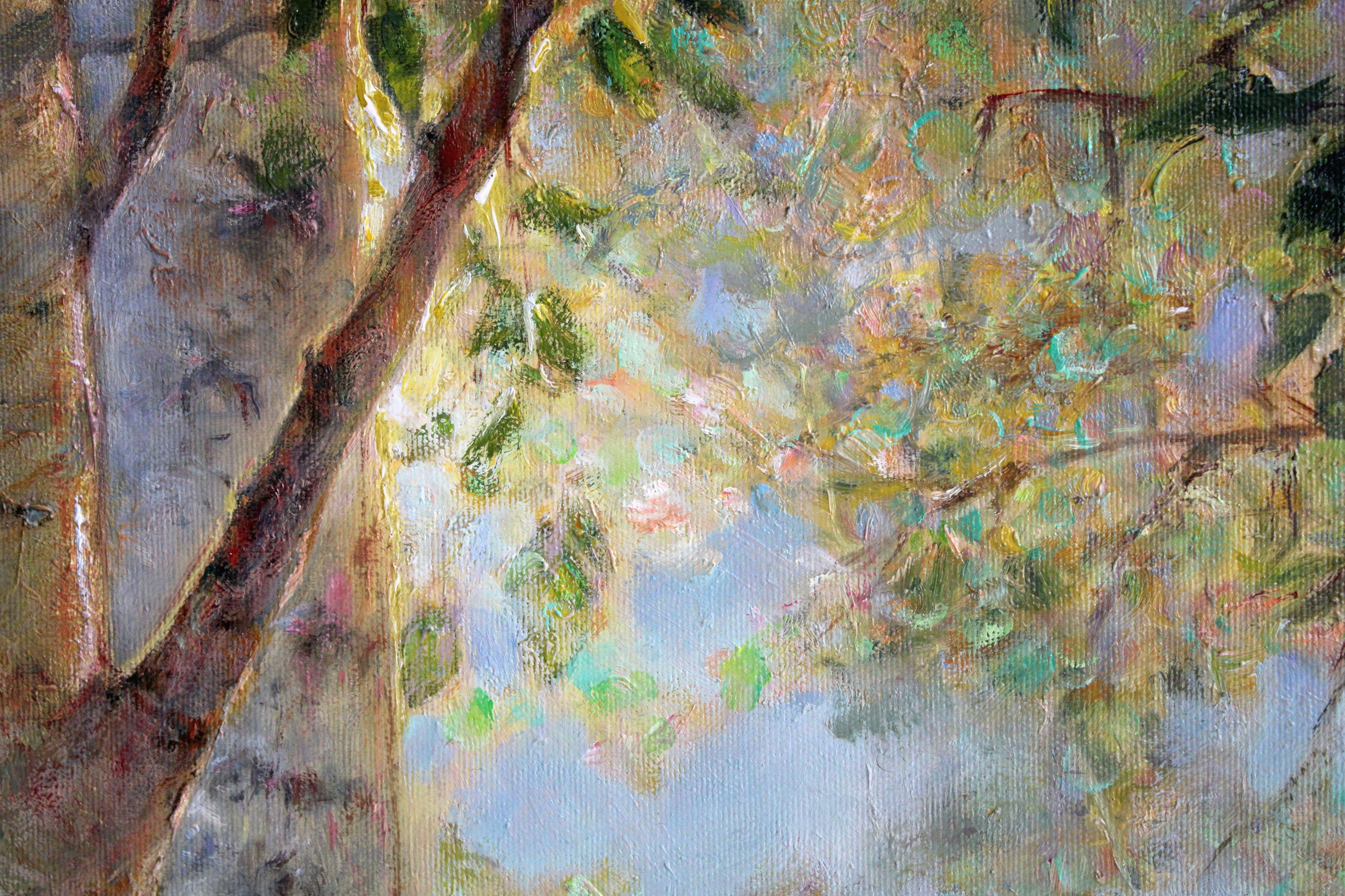 Landscape with birch trees. 2010, canvas, oil, 79x137 cm For Sale 3