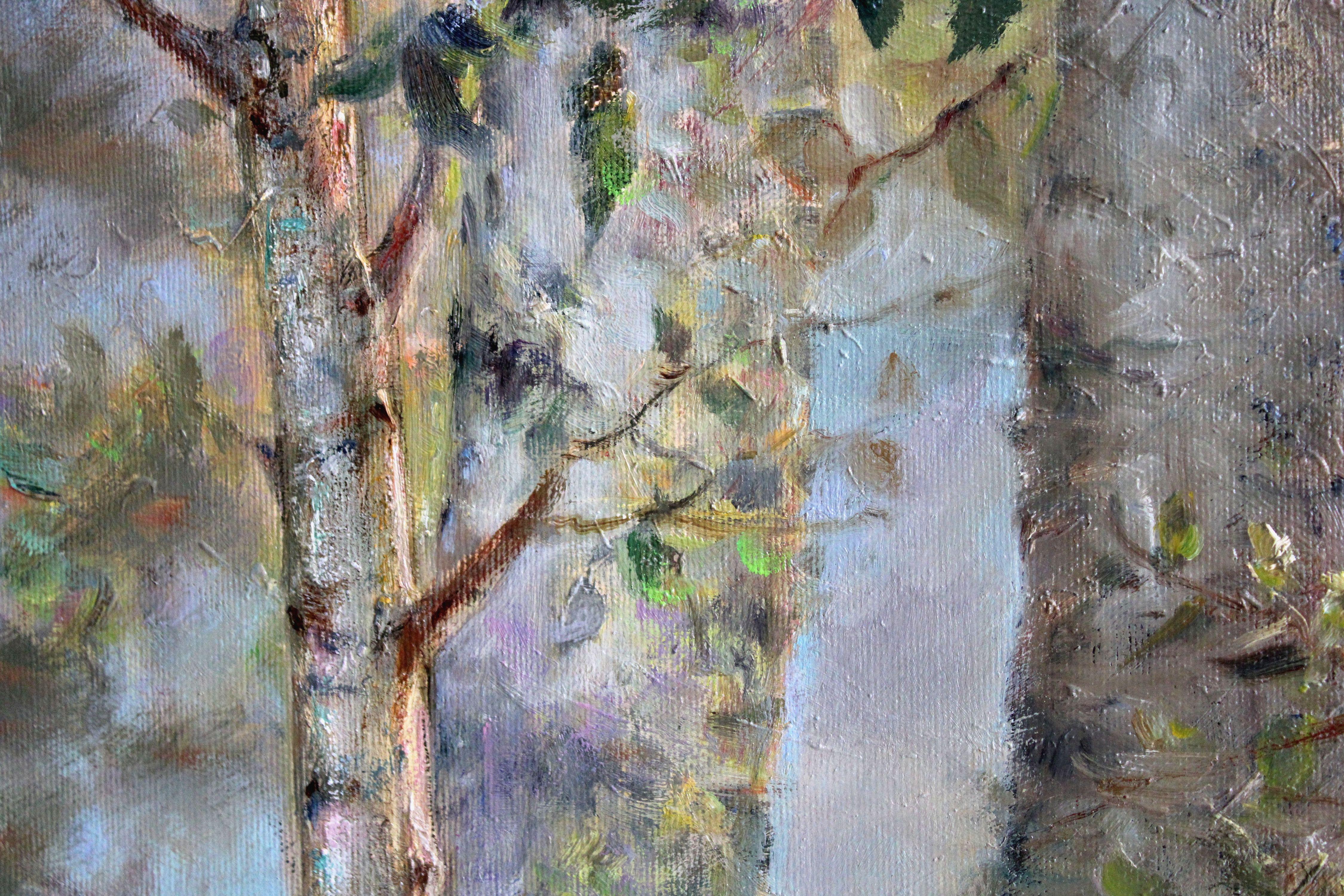 Landscape with birch trees. 2010, canvas, oil, 79x137 cm For Sale 5