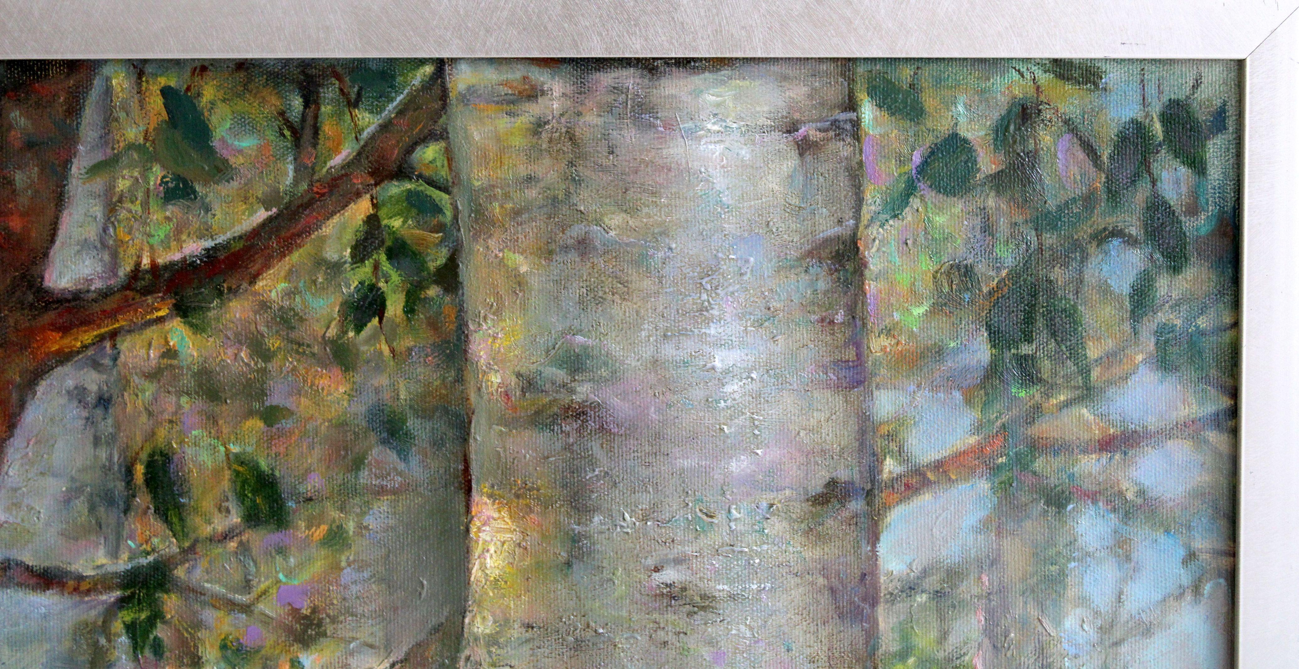 Landscape with birch trees. 2010, canvas, oil, 79x137 cm For Sale 6