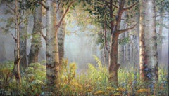 Landscape with birch trees. 2010, canvas, oil, 79x137 cm