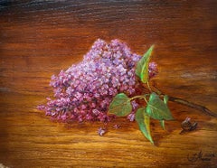Lilacs. 2015. Wood/oak, oil. 32x25x3 cm