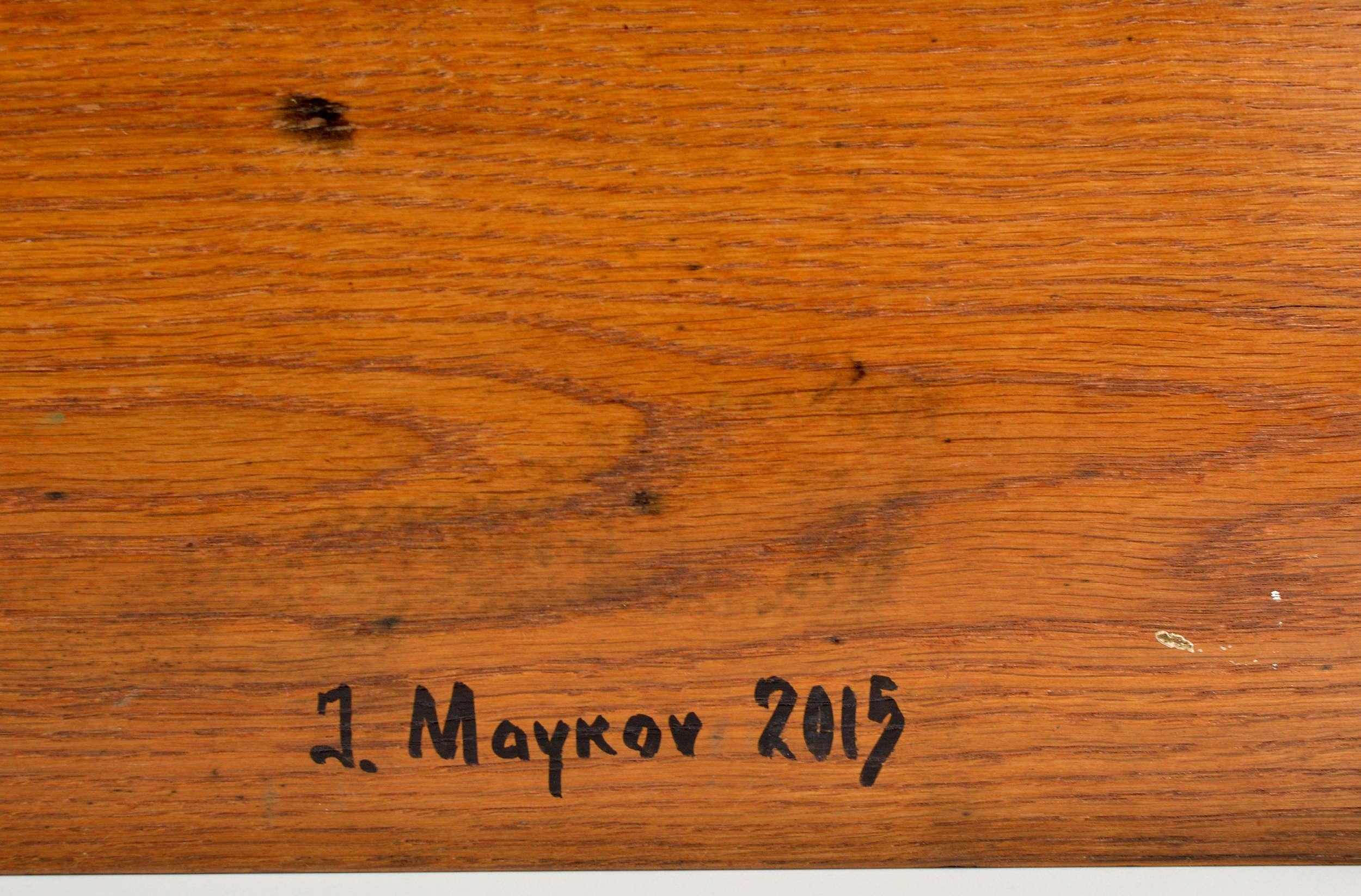 Maiblumen. 2015. Holz/Eiche, Öl. 32x25x3 cm (Braun), Still-Life Painting, von Igor Maikov