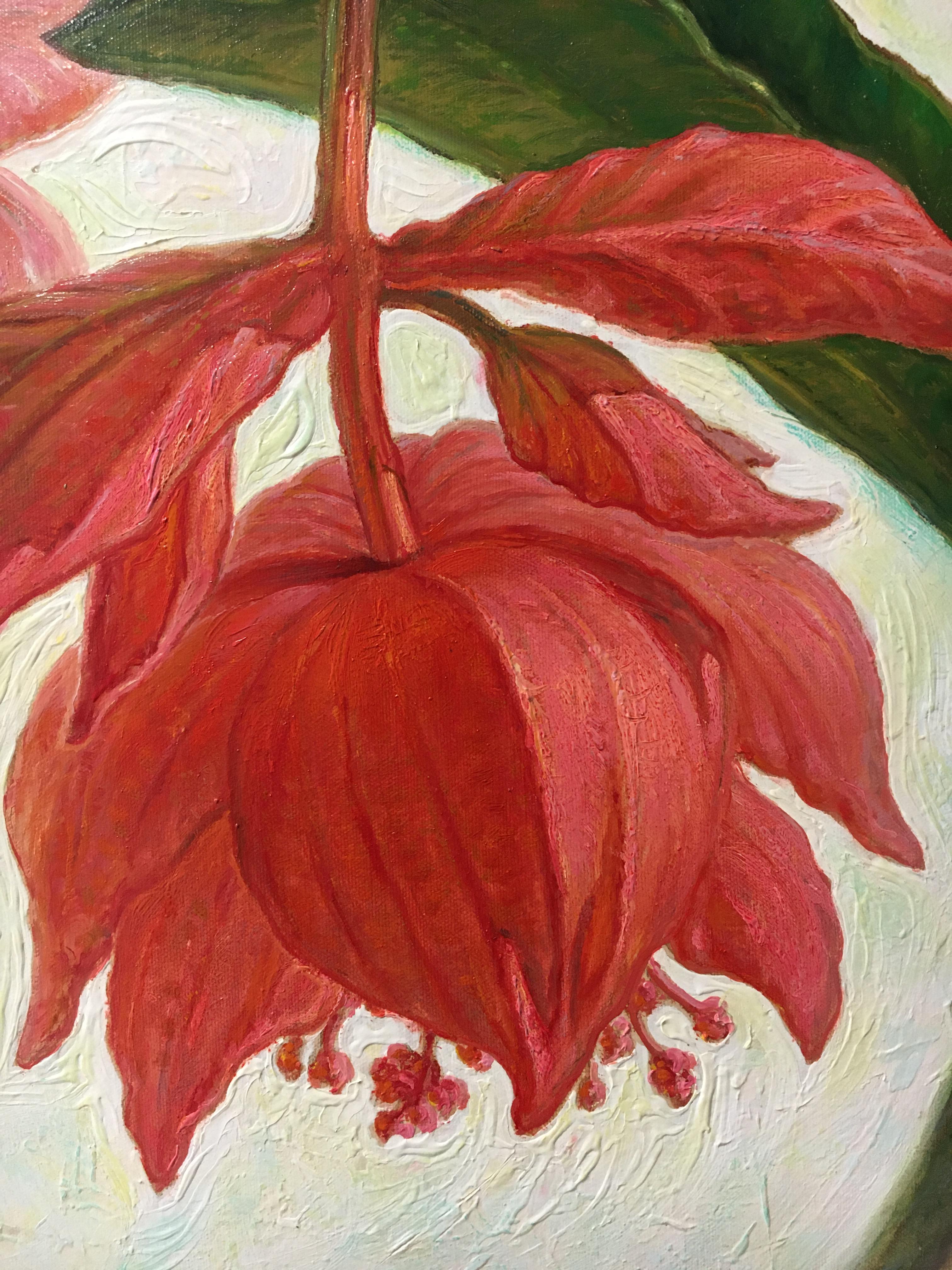 Medinilla Magnifica  olio/tela, 70x90 cm, 2023 - Still-Life Painting Marrone di Igor Maikov