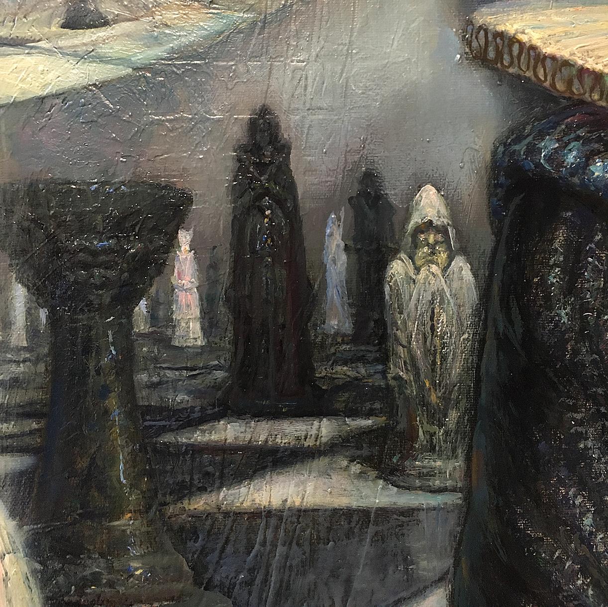 Bella partita a scacchi-triptih  olio/tela, 100x70 cm, 100x100 cm, 100x70 cm, 2015 in vendita 4