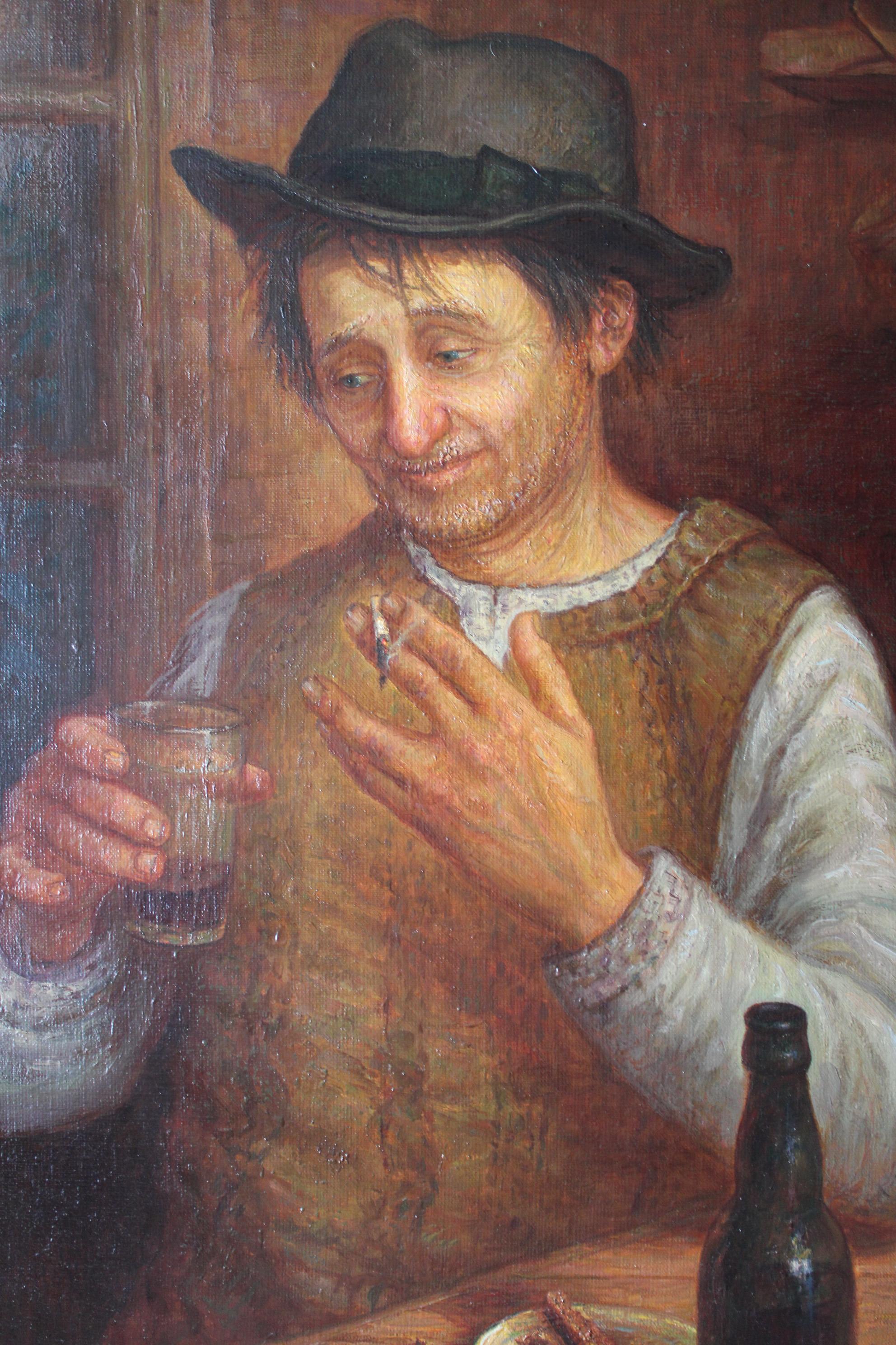 La cena del viejo granjero  60x54 cm, óleo/lienzo, 2000 - Painting Realista de Igor Maikov