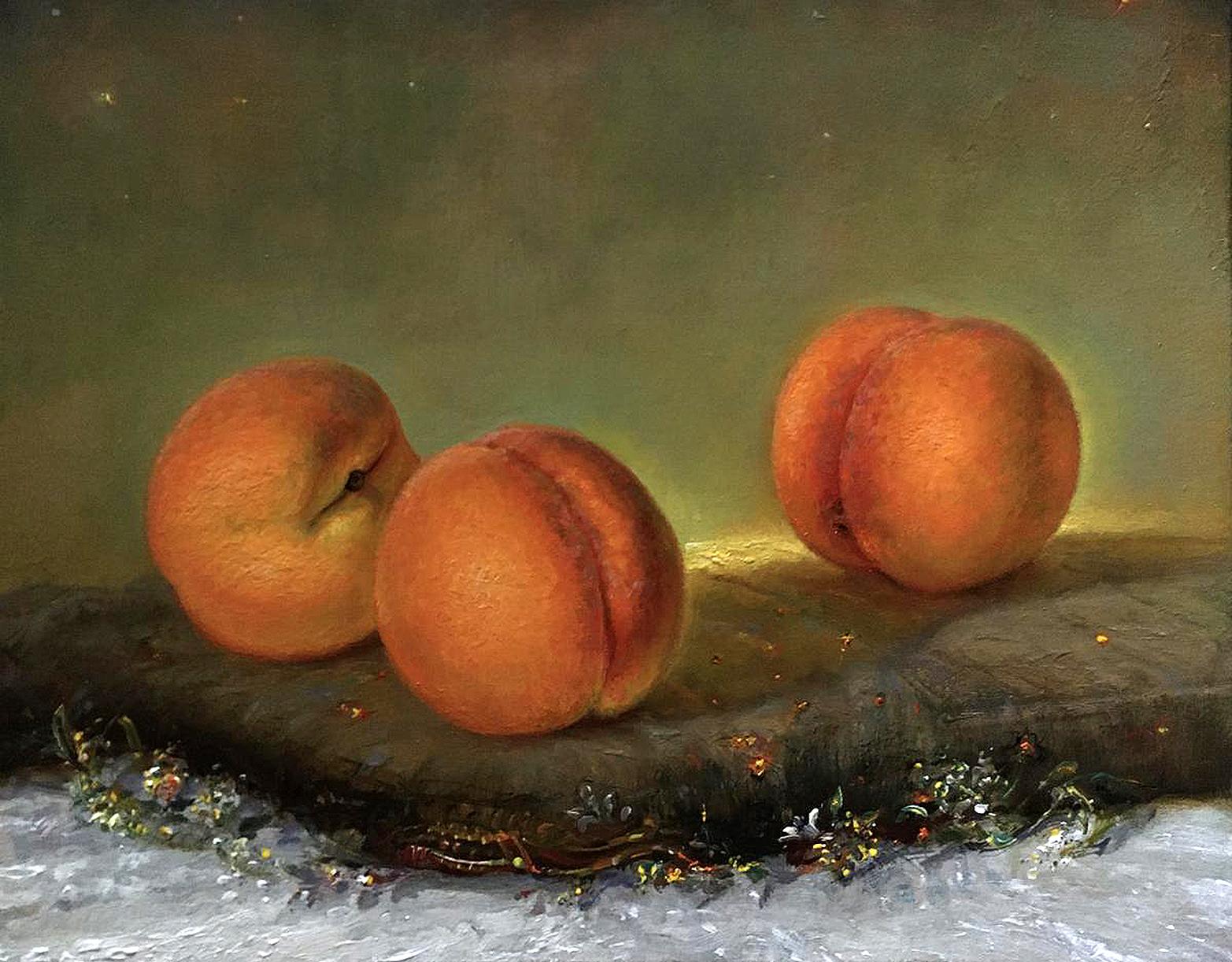 Still-Life Painting di Igor Maikov - Pesche  olio/tela, 40x50cm, 2020