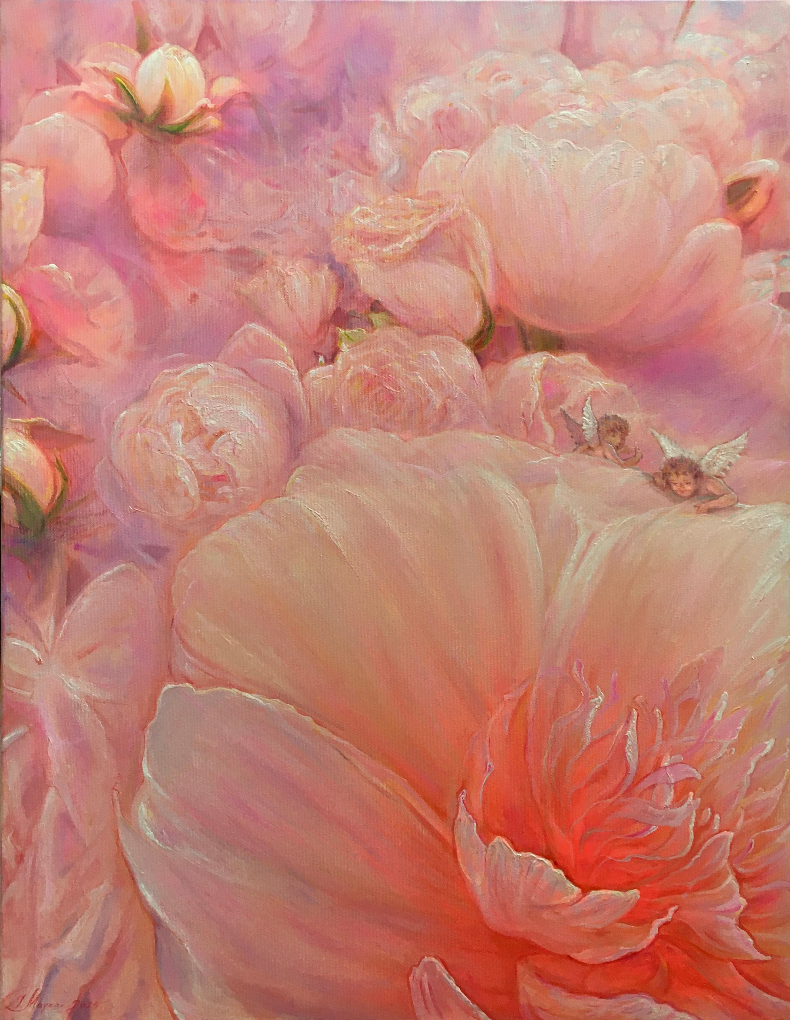 Igor Maikov Figurative Painting - Peonies  70x90 cm, canvas/oil, 2025