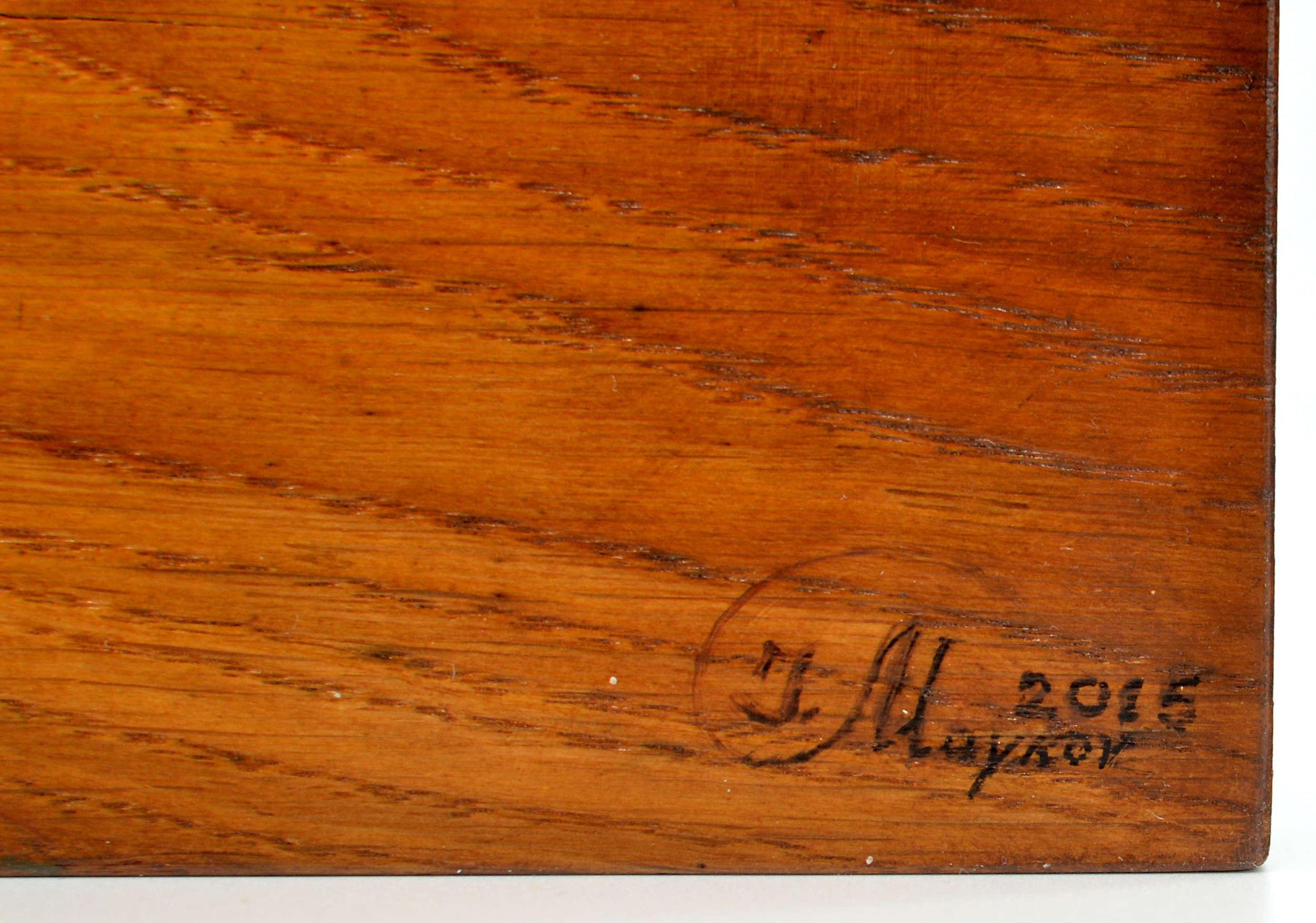 Mohnblumen. 2015. Holz/Eiche, Öl. 32x25x3 cm im Angebot 1