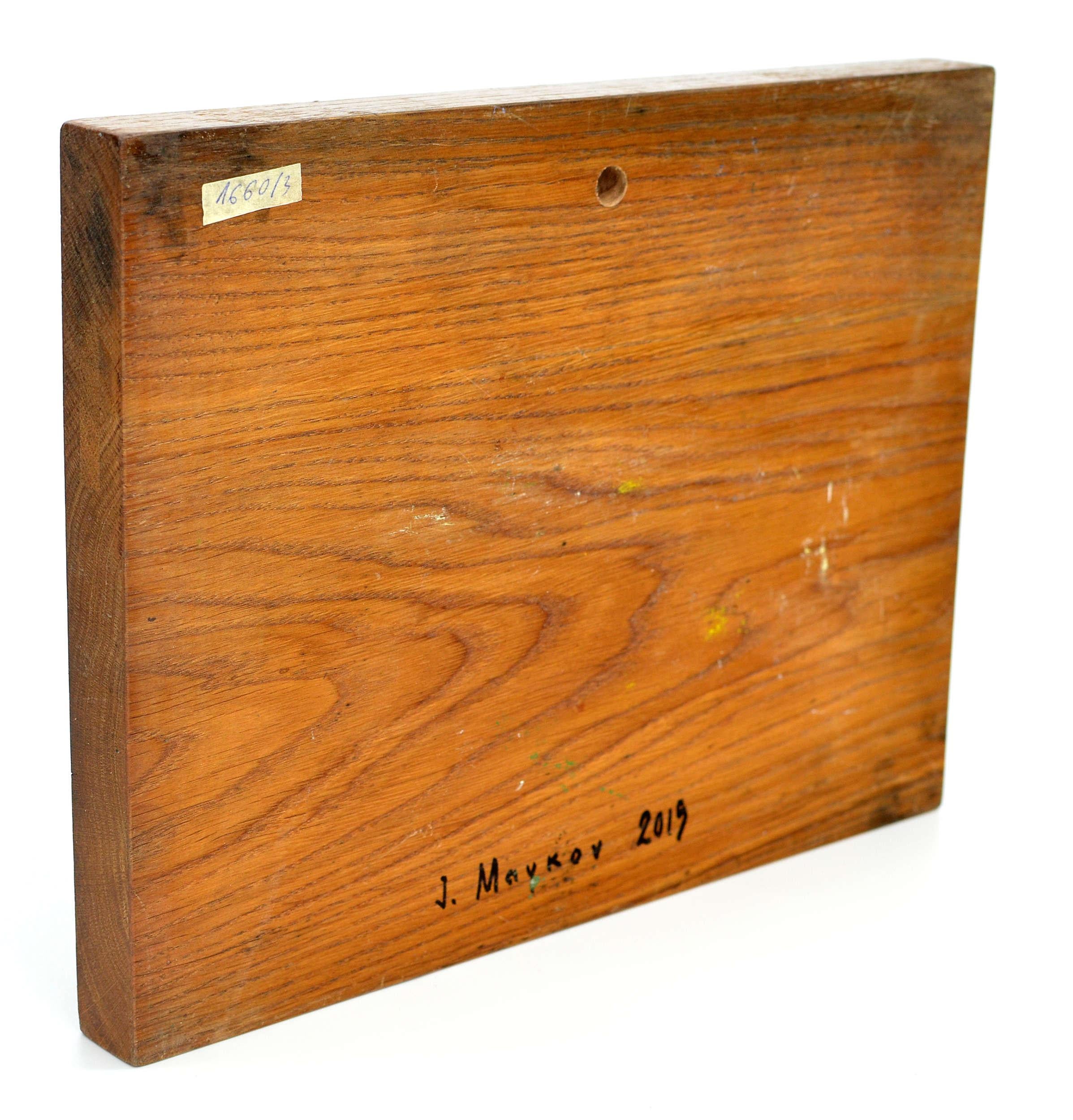 Mohnblumen. 2015. Holz/Eiche, Öl. 32x25x3 cm im Angebot 3