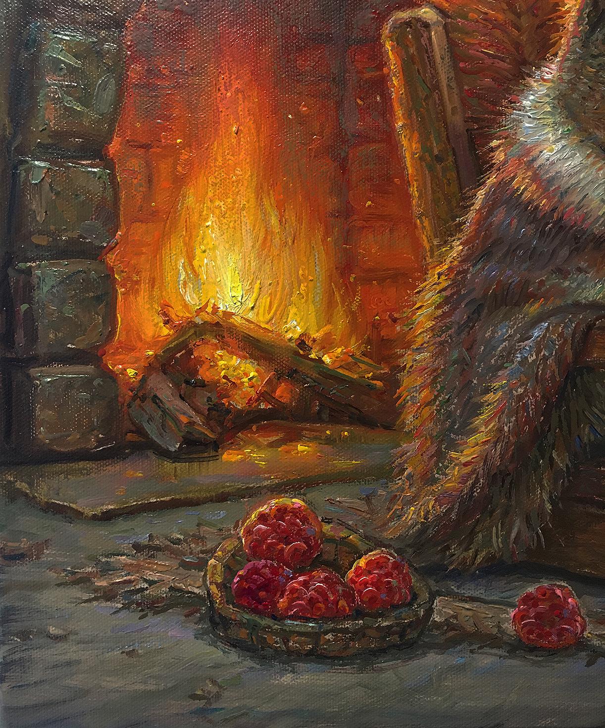 Tè al lampone  olio/tela, 40x50 cm, 2024 - Painting Realismo di Igor Maikov