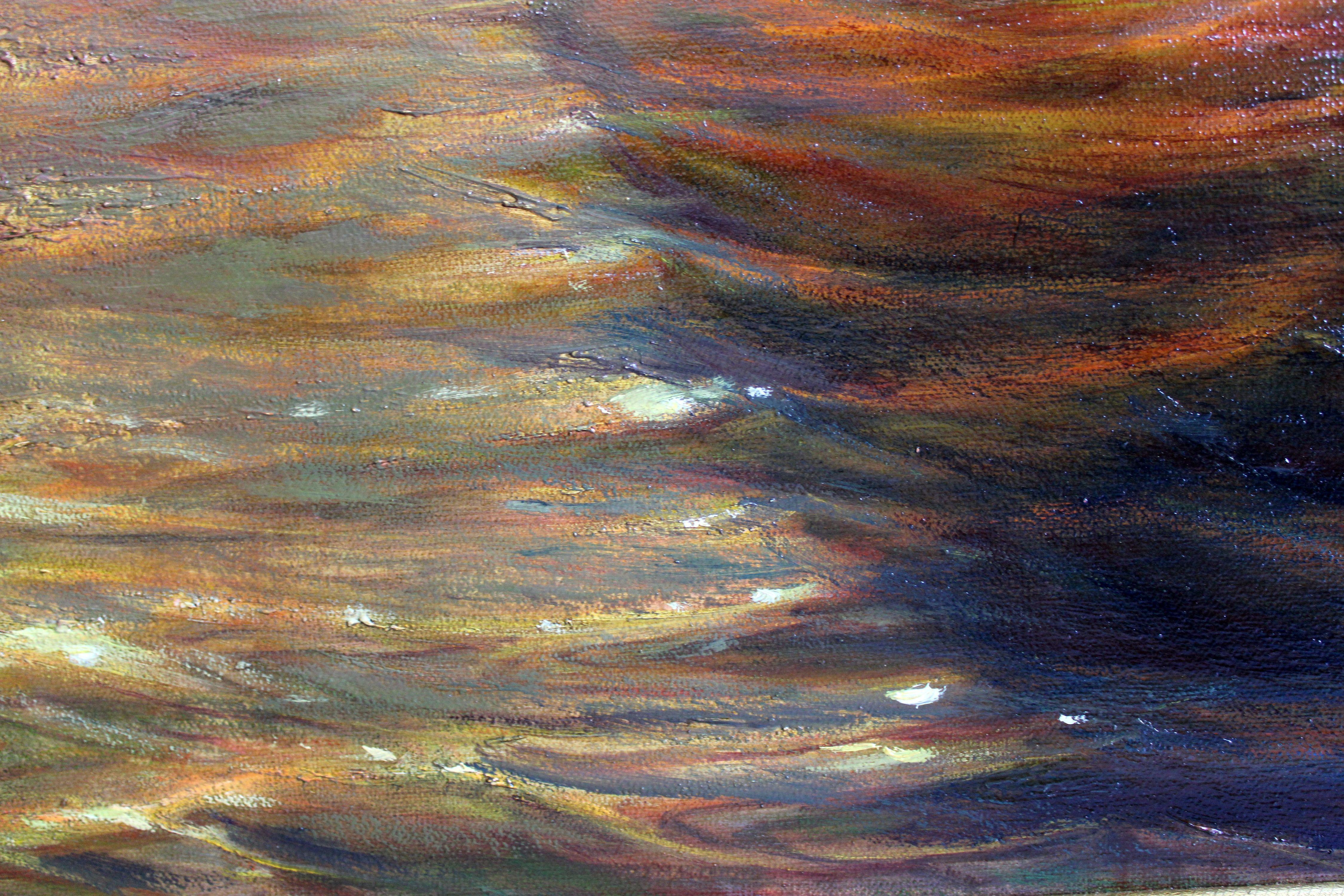 Nuoto al tramonto. 2005. Tela, olio, 90x70 cm in vendita 5